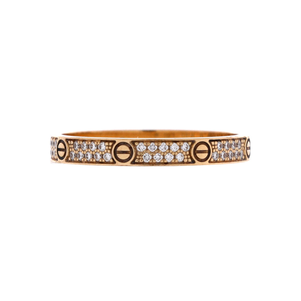 Love Wedding Band Pave Diamonds Ring 18K Yellow Gold and Diamonds Small