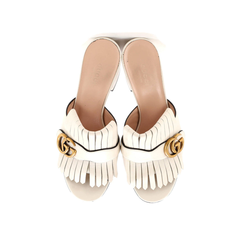Women's GG Marmont Fringed Heeled Sandals Leather