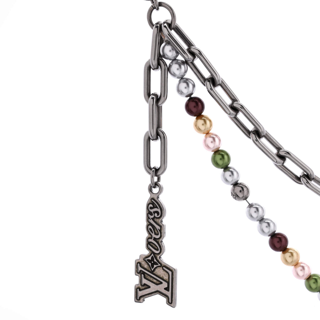 Chain Belt Bag Charm Metal with Faux Pearls