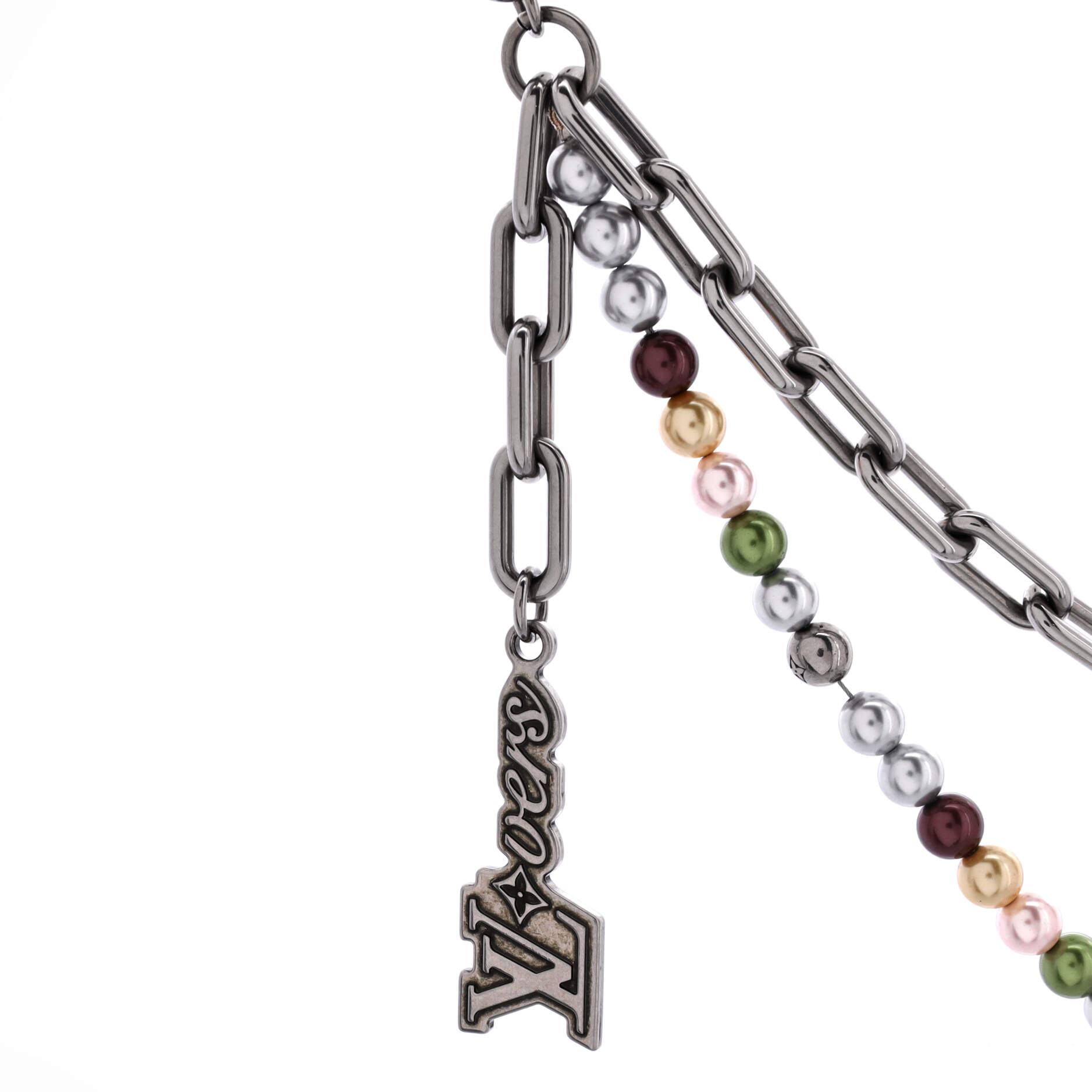 Chain Belt Bag Charm Metal with Faux Pearls