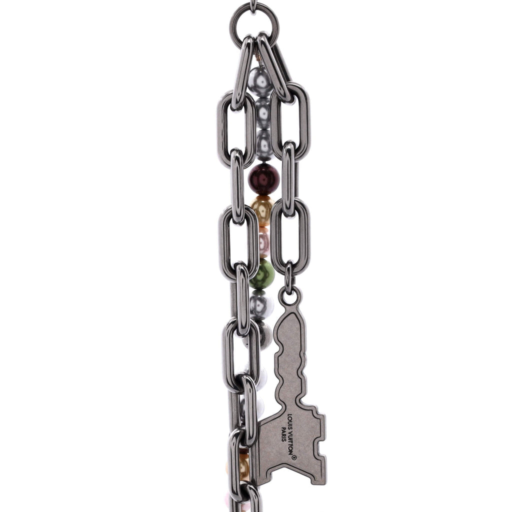Chain Belt Bag Charm Metal with Faux Pearls