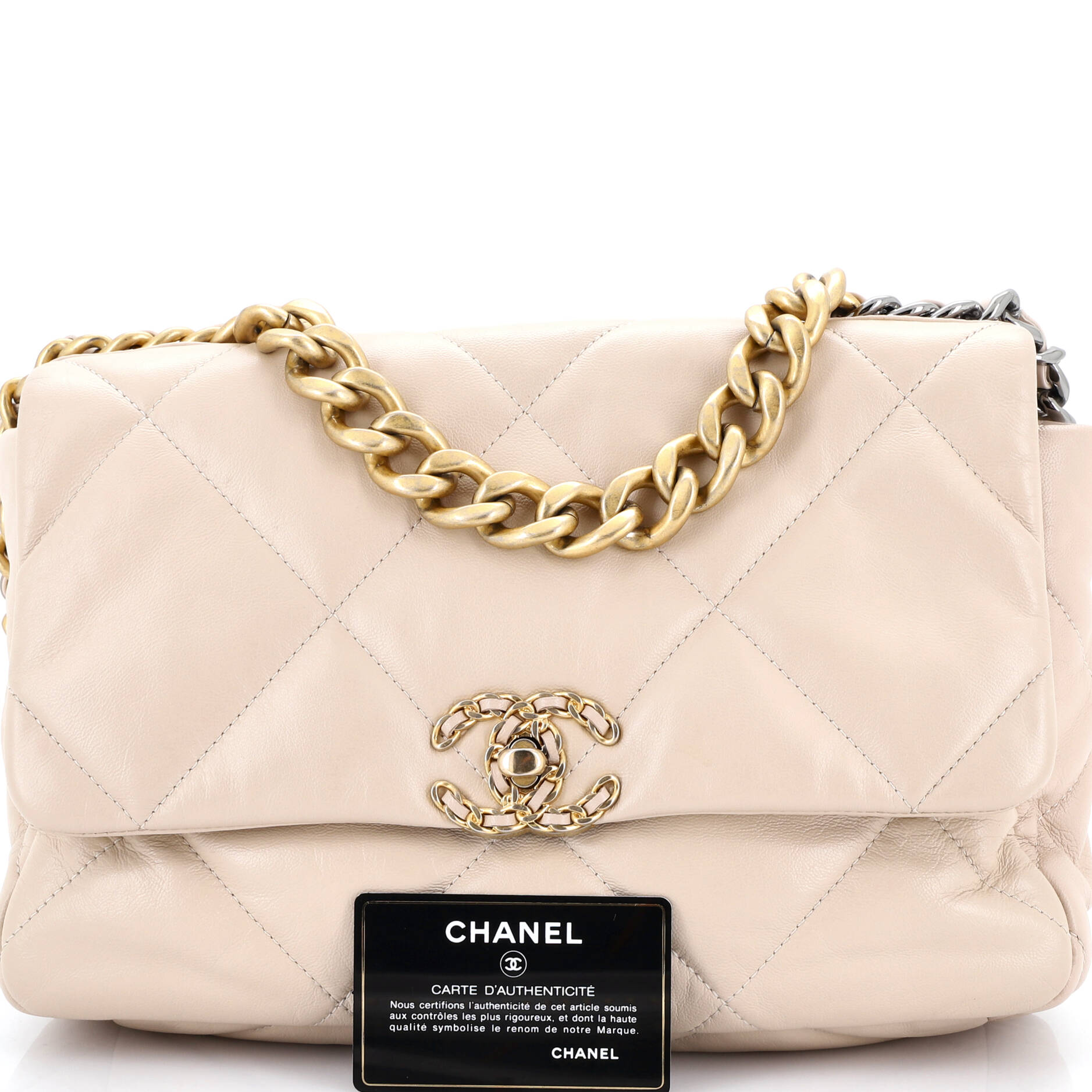 19 Flap Bag Quilted Leather Large
