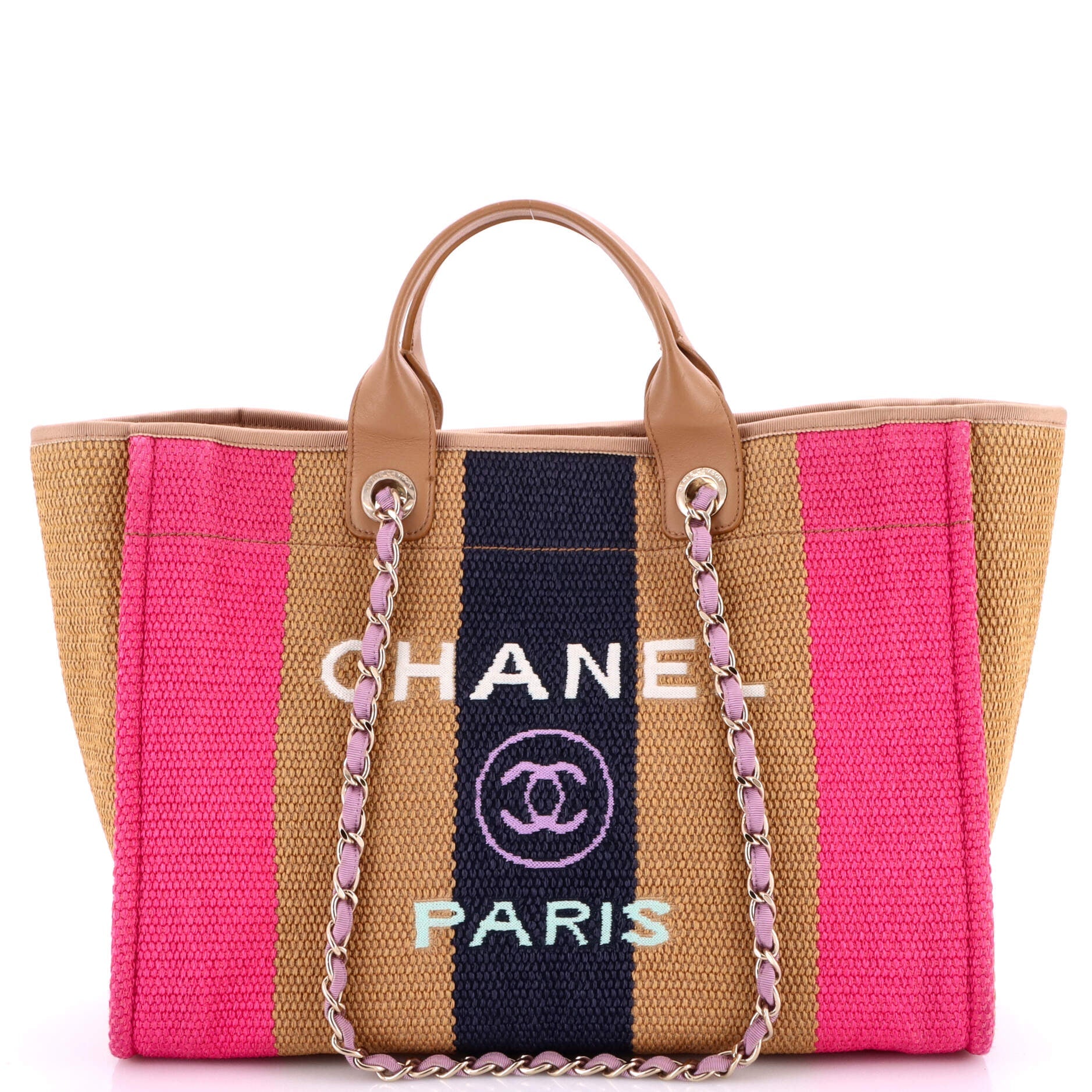 Deauville Tote Striped Viscose Canvas Medium