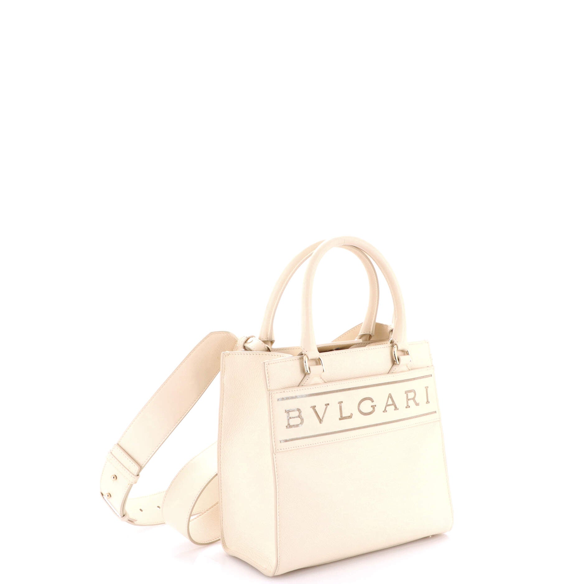 Logo Convertible Tote Embroidered Leather Small