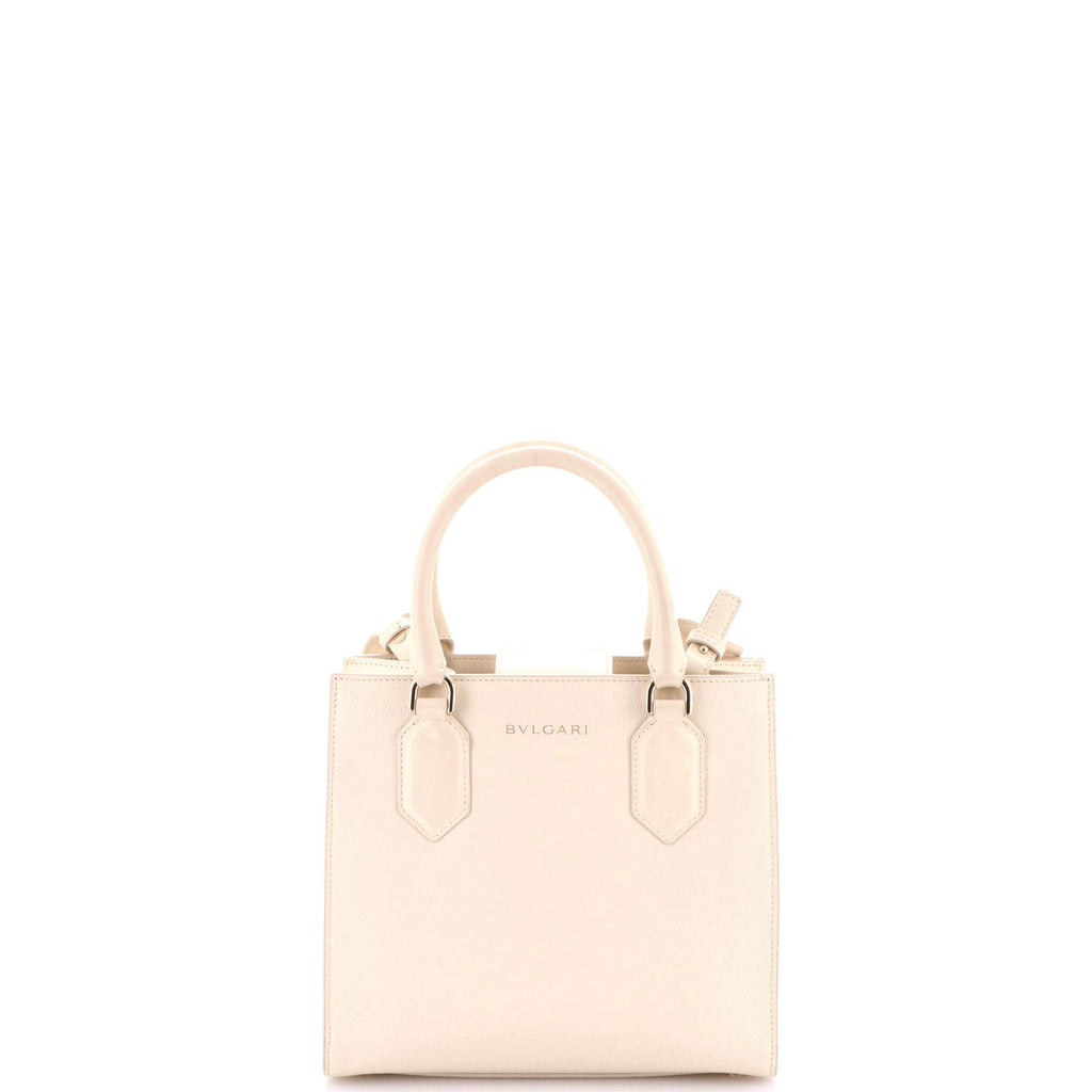 Logo Convertible Tote Embroidered Leather Small