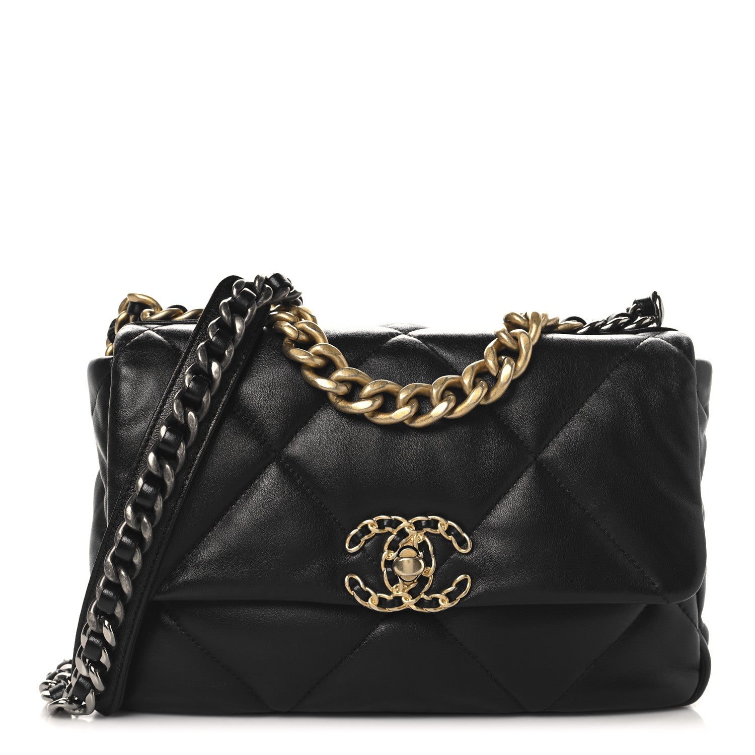 Lambskin Quilted Medium Chanel 19 Flap Black