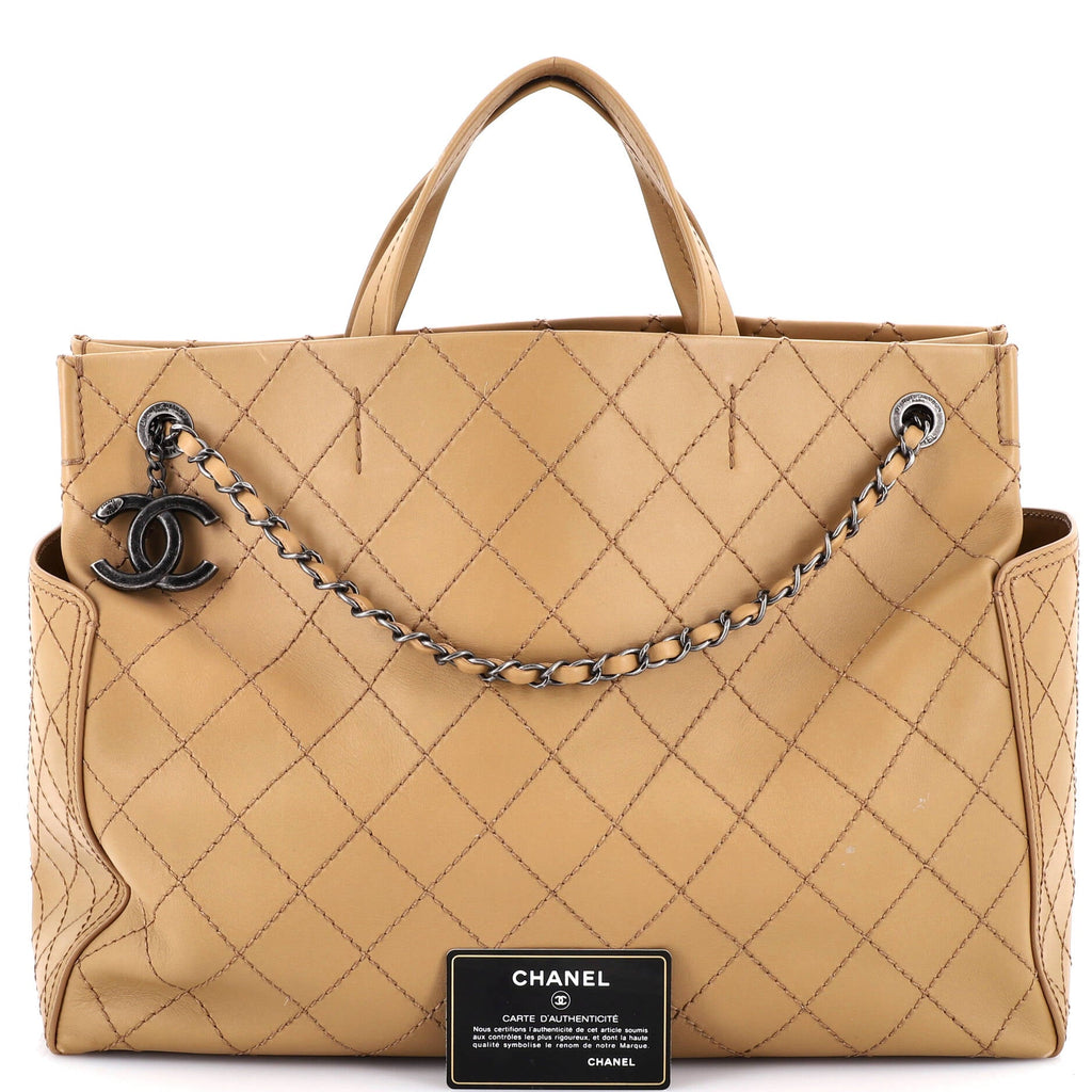 CC Pocket Tote Quilted Calfskin Large