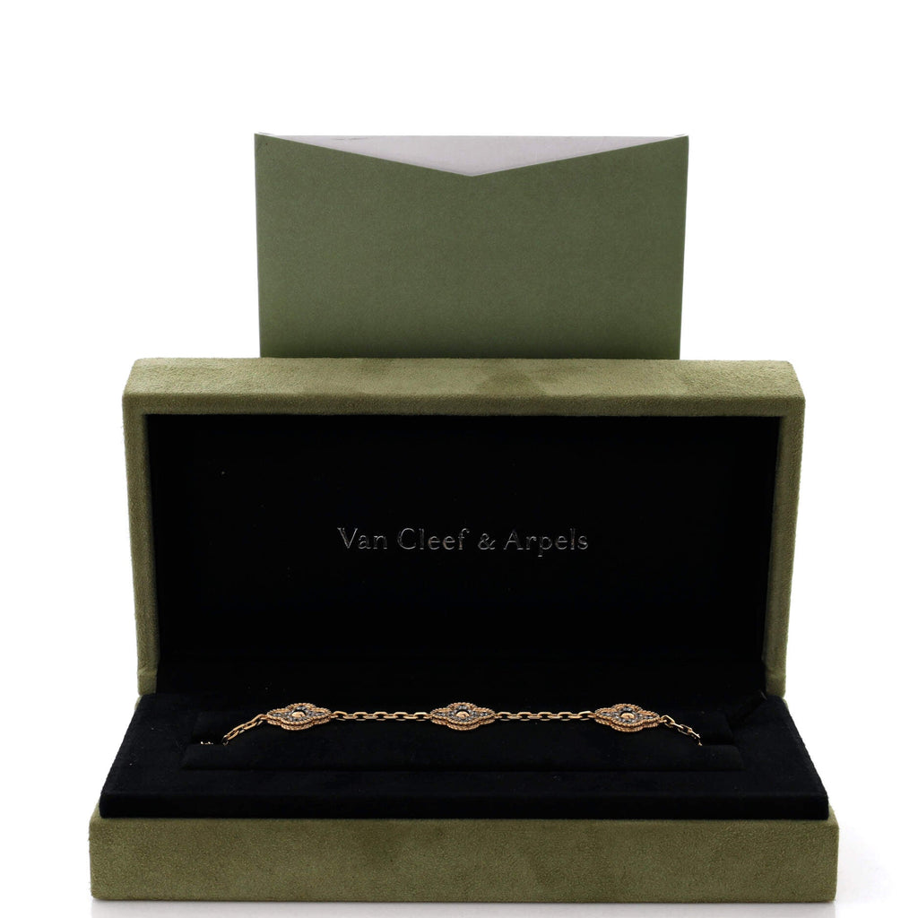 Vintage Alhambra 5 Motifs Bracelet 18K Yellow Gold and Diamonds