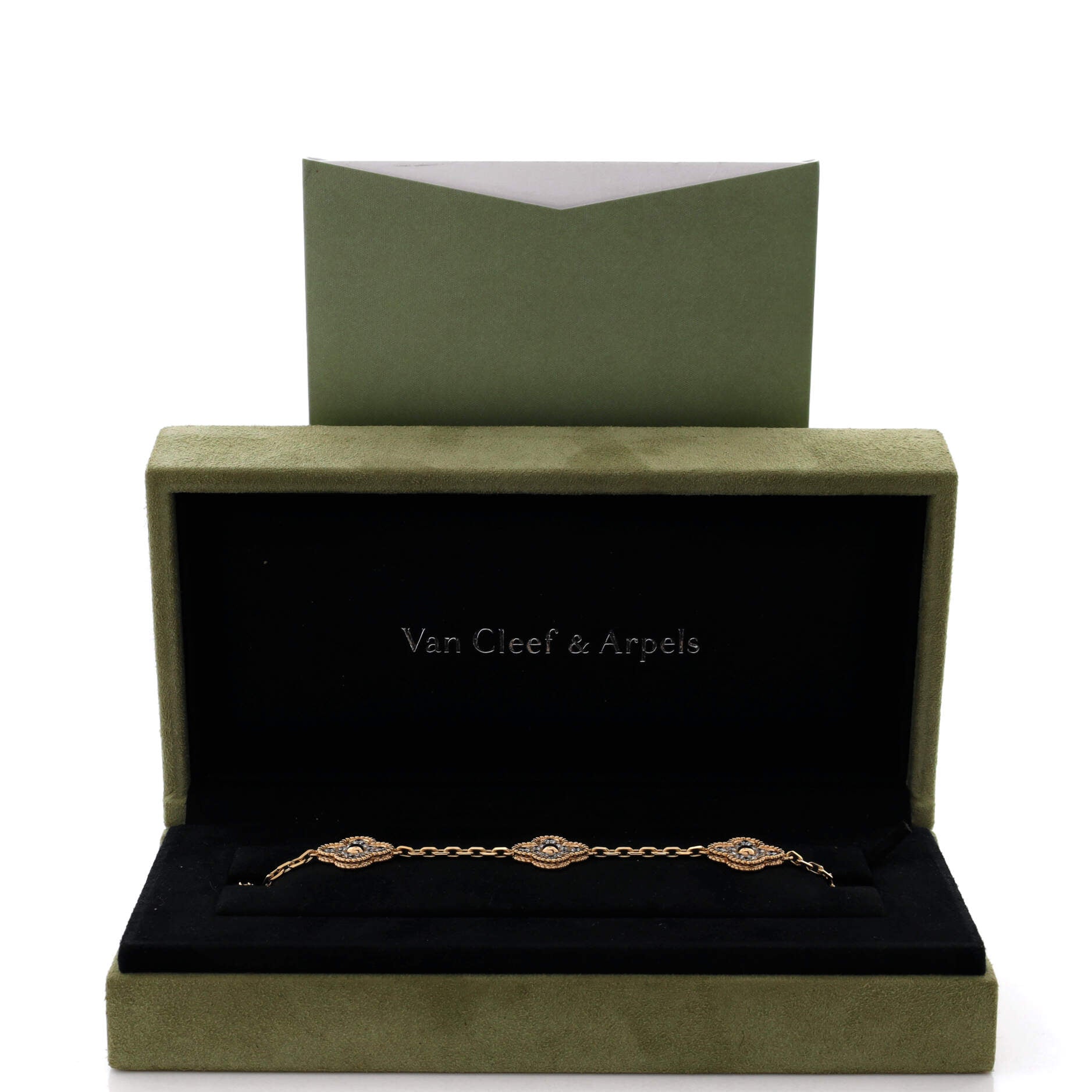 Vintage Alhambra 5 Motifs Bracelet 18K Yellow Gold and Diamonds