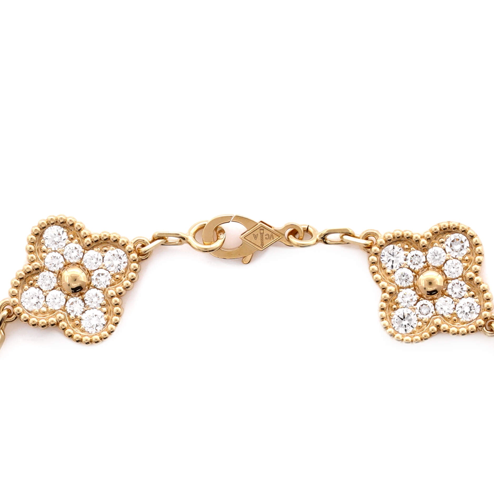 Vintage Alhambra 5 Motifs Bracelet 18K Yellow Gold and Diamonds