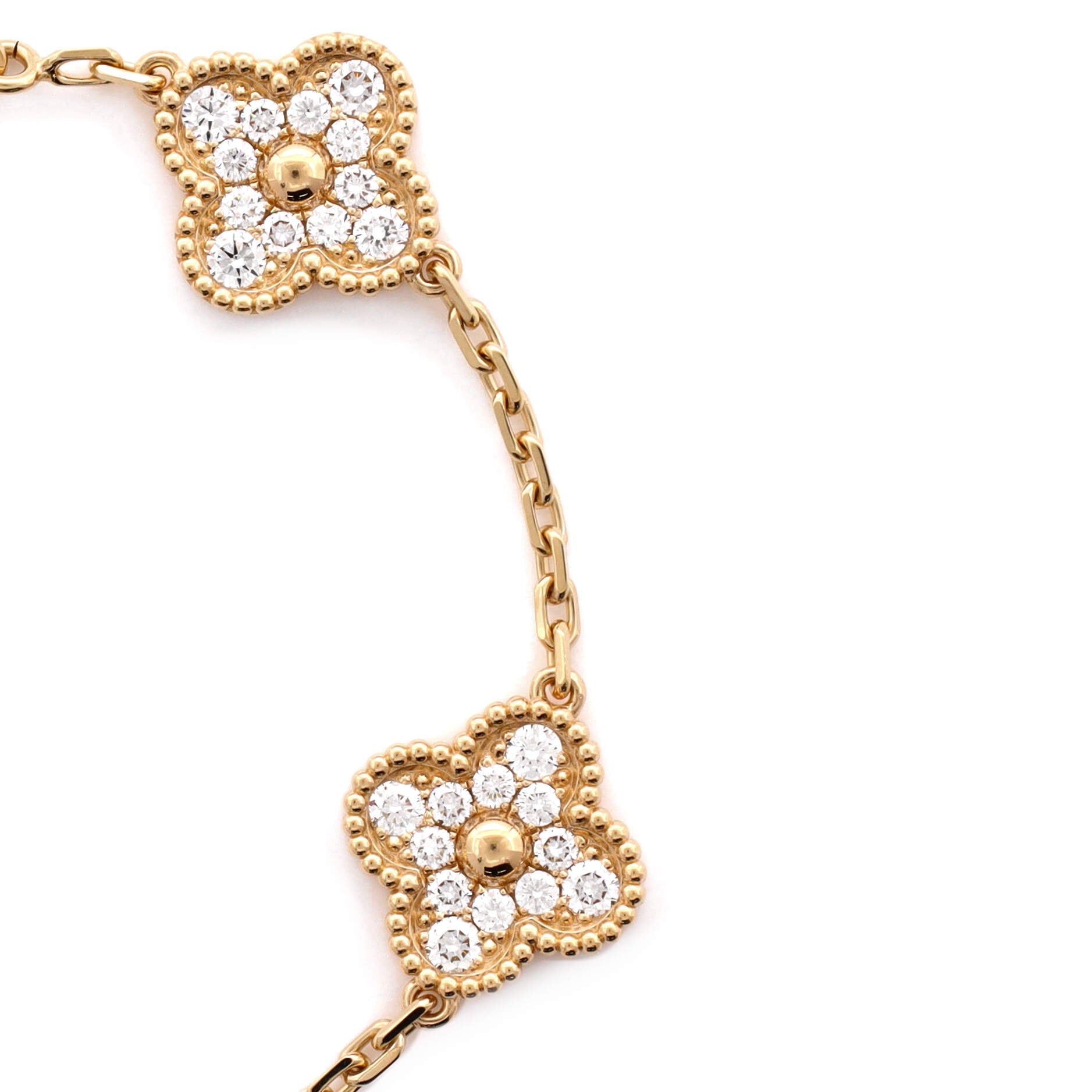 Vintage Alhambra 5 Motifs Bracelet 18K Yellow Gold and Diamonds