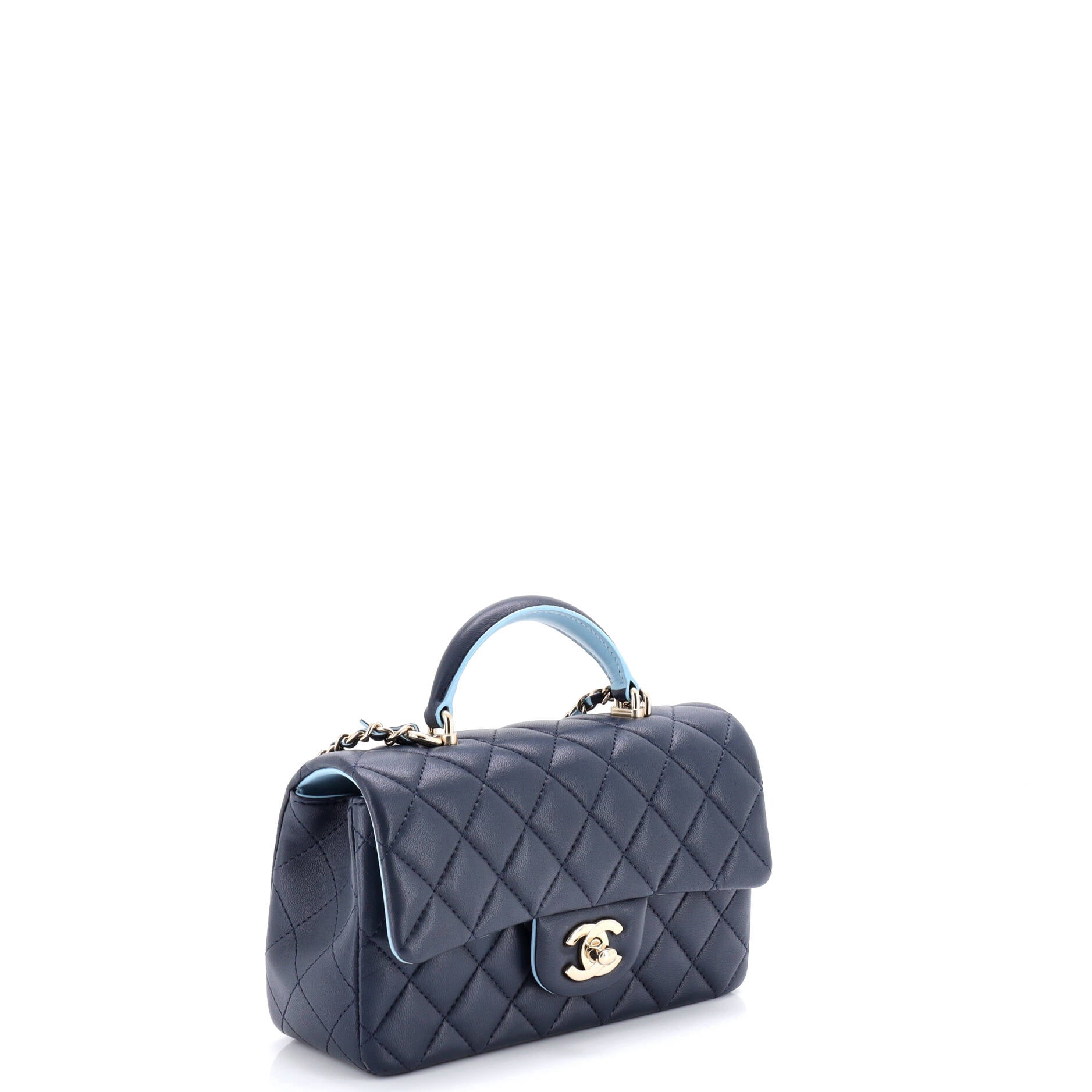 Classic Single Flap Top Handle Bag Quilted Lambskin Mini