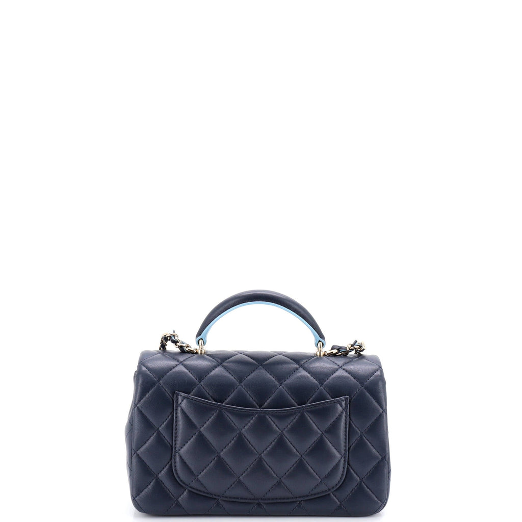 Classic Single Flap Top Handle Bag Quilted Lambskin Mini