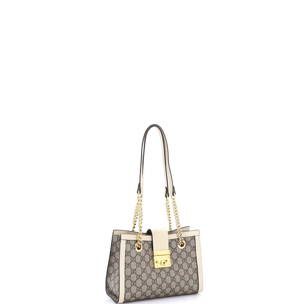 Padlock Chain Tote GG Coated Canvas with Leather Small