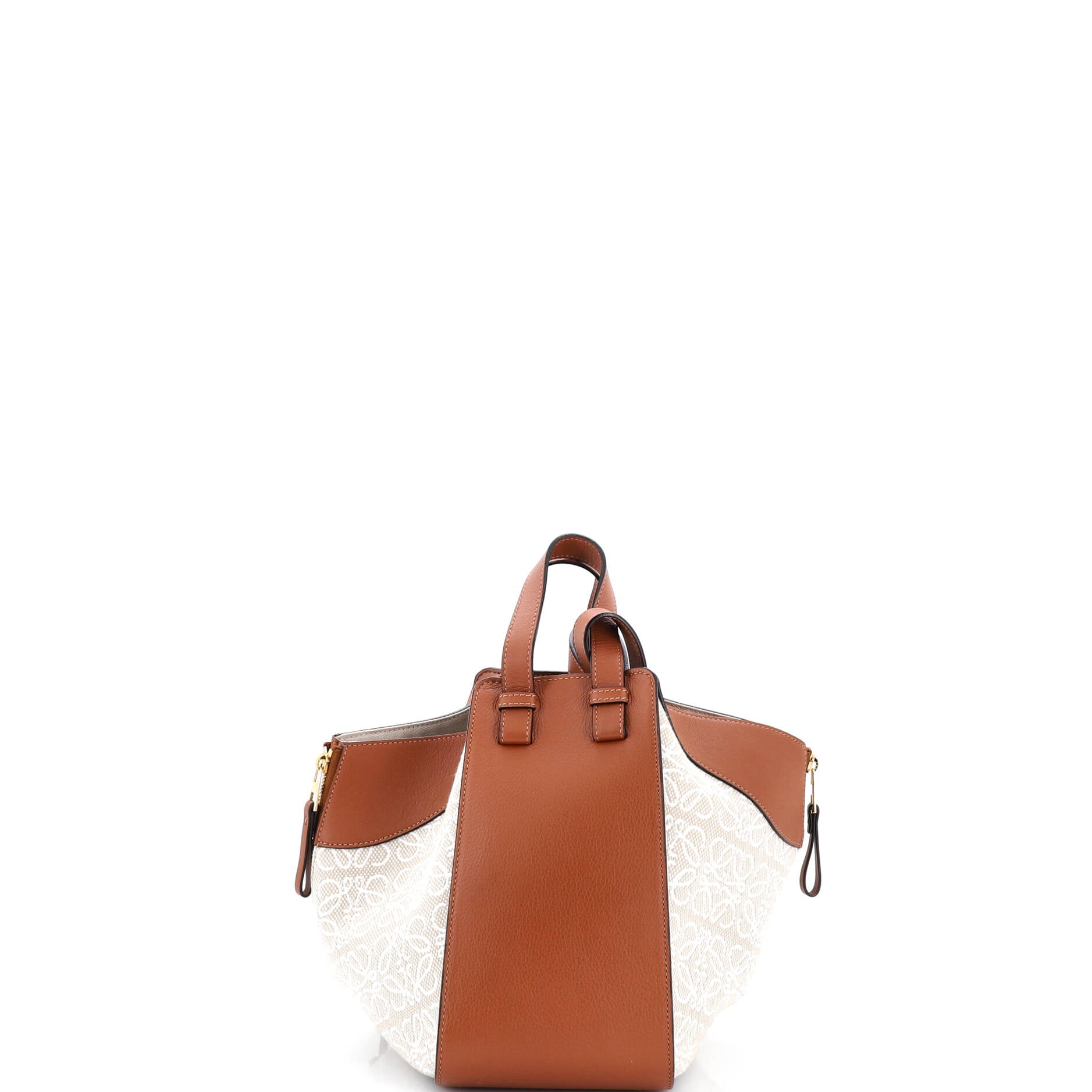 Hammock Bag Leather and Anagram Jacquard Small