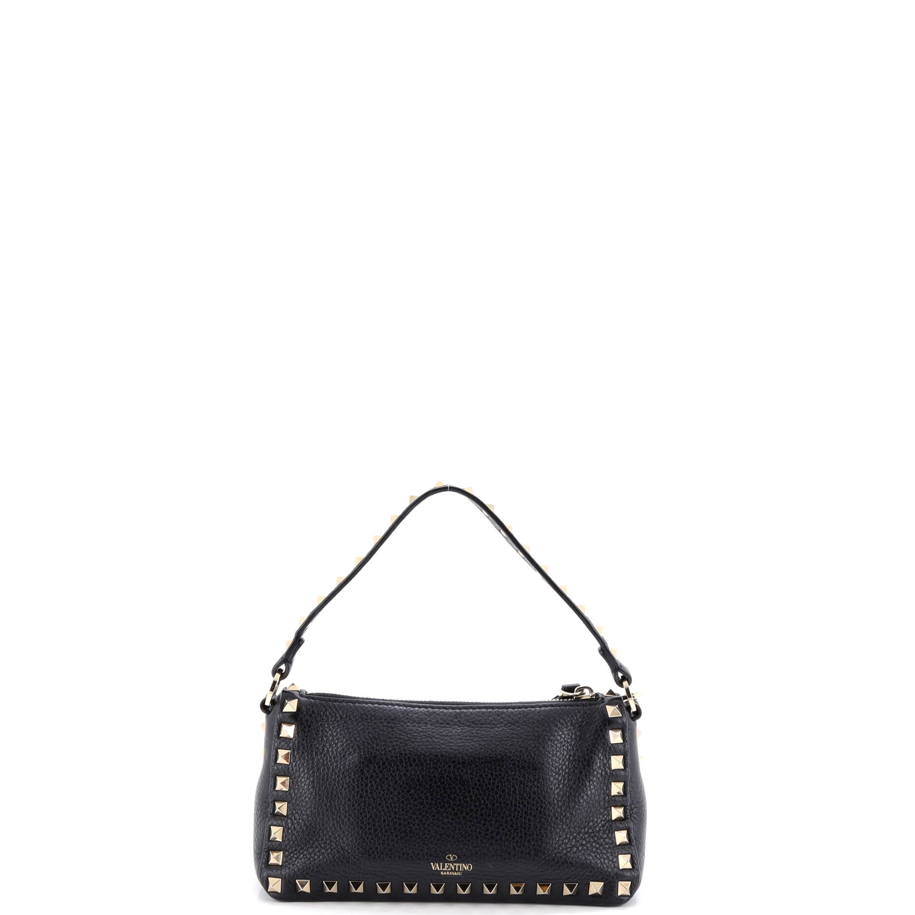 Rockstud Flip Lock Zipped Handle Crossbody Bag Grainy Leather Small