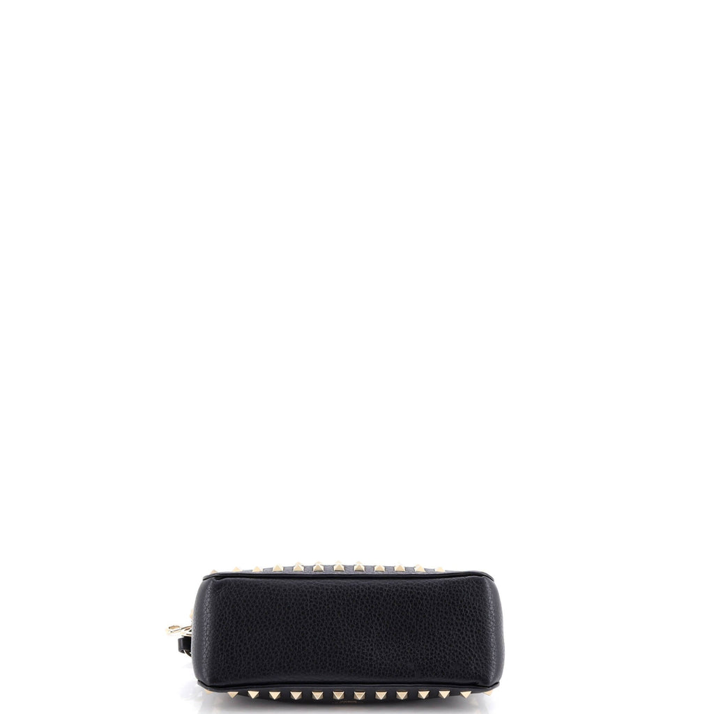 Rockstud Flip Lock Zipped Handle Crossbody Bag Grainy Leather Small