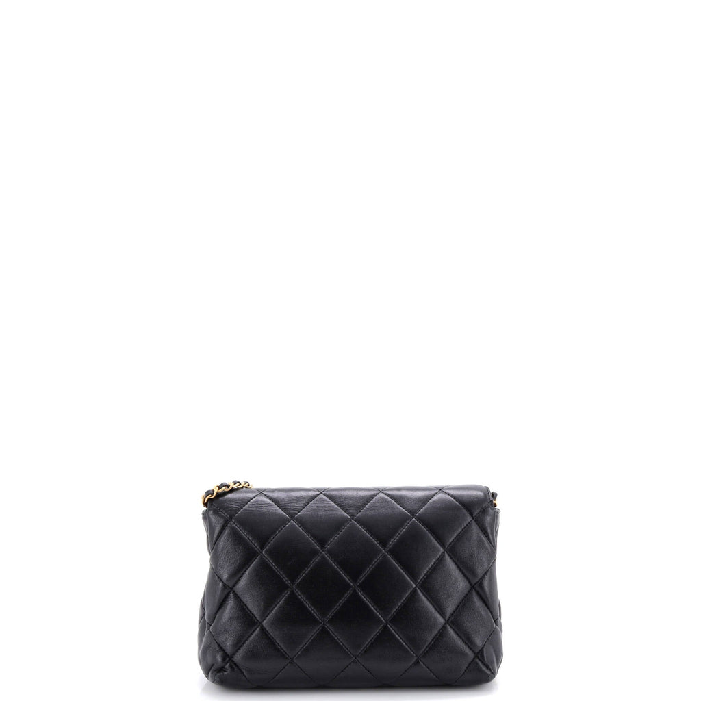 Logo Chains Flap Bag Quilted Lambskin with Faux Pearls and Crystals Small