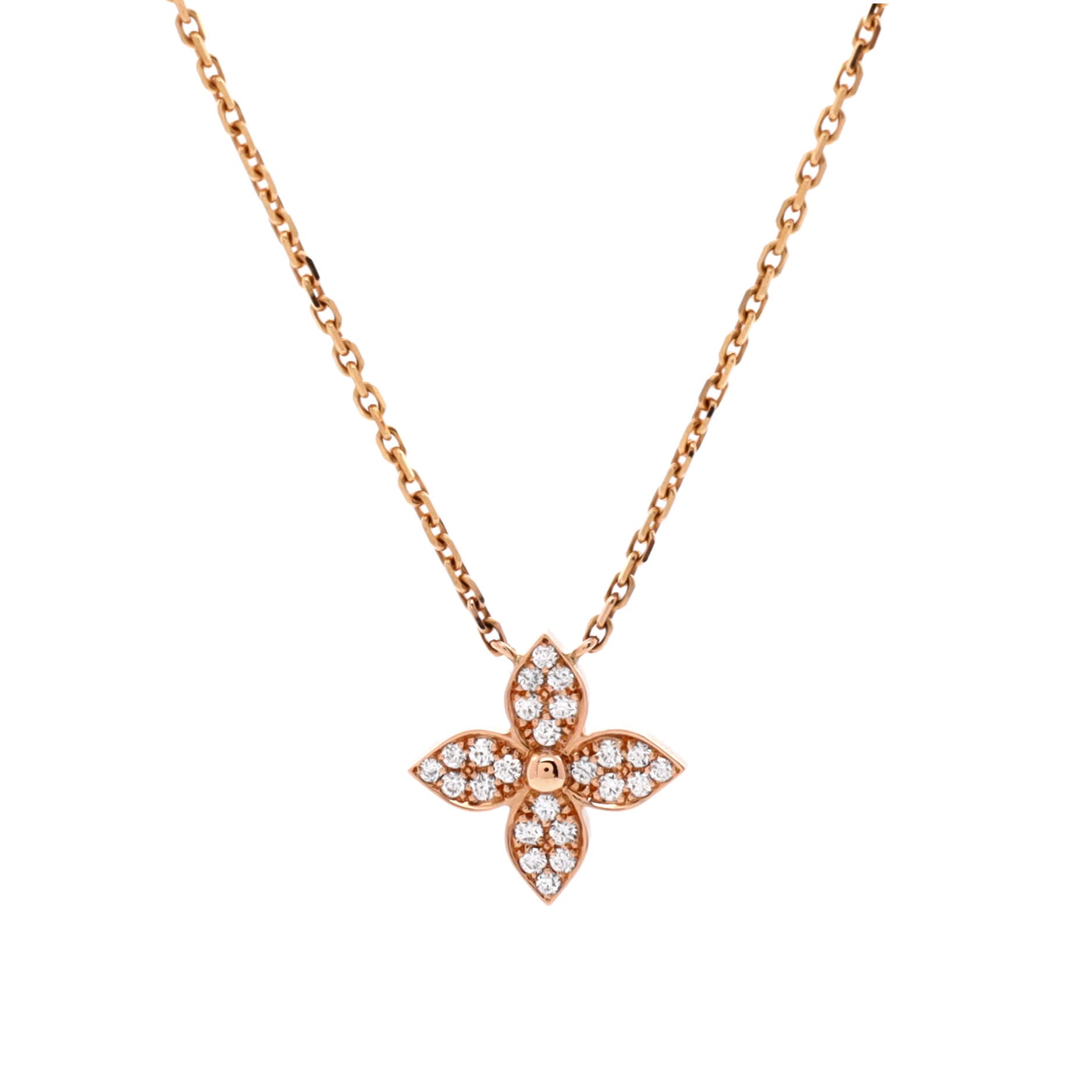 Star Blossom Pendant Necklace 18K Rose Gold and Diamonds