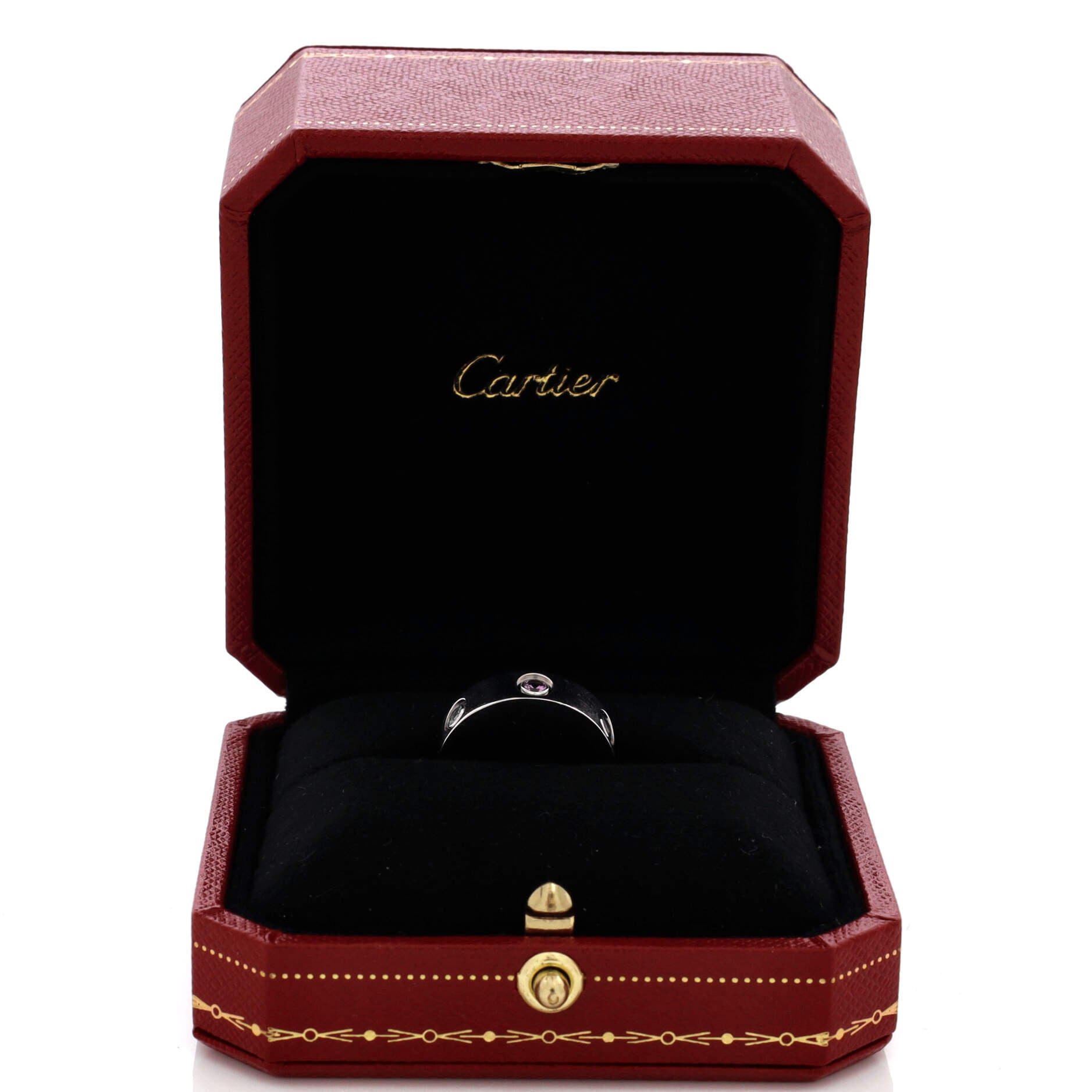 Love 6 Stone Band Ring 18K White Gold with Aquamarine, Sapphire, Spinel and Amethyst
