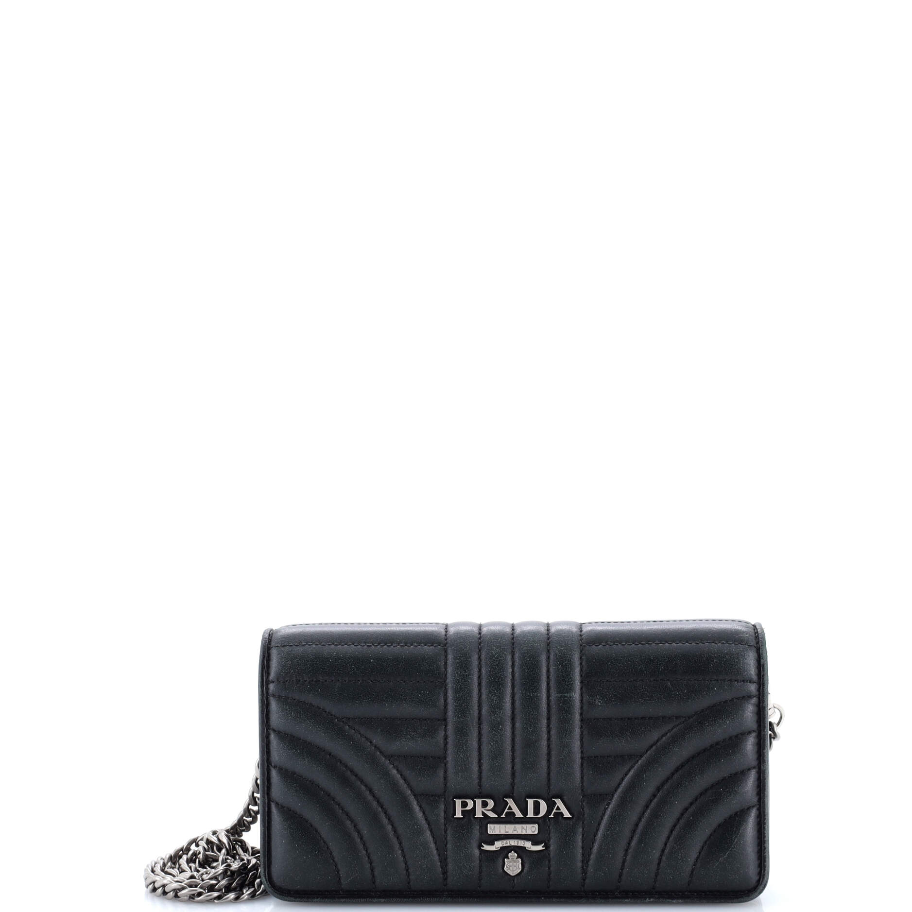 Wallet on Chain Diagramme Quilted Leather Small
