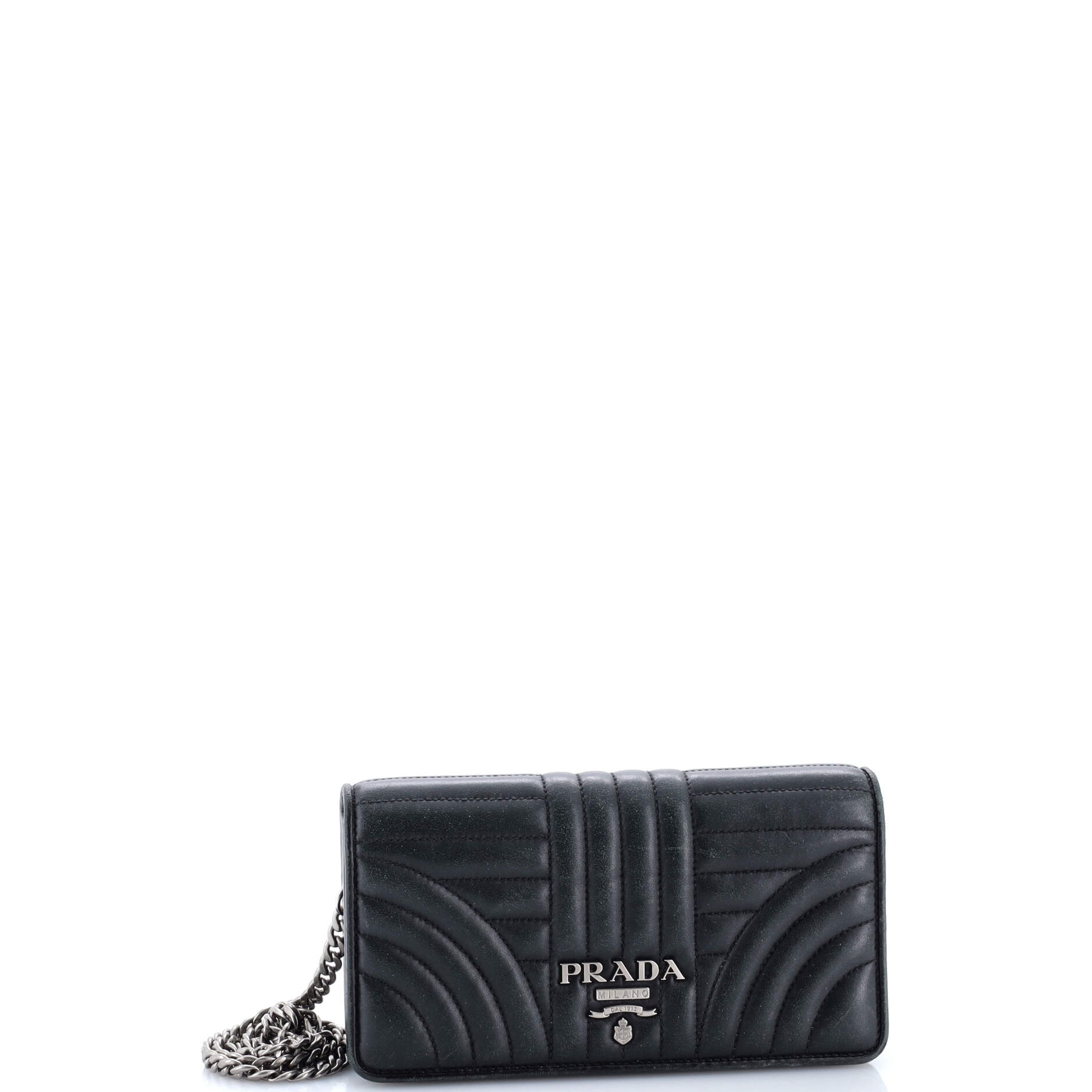 Wallet on Chain Diagramme Quilted Leather Small