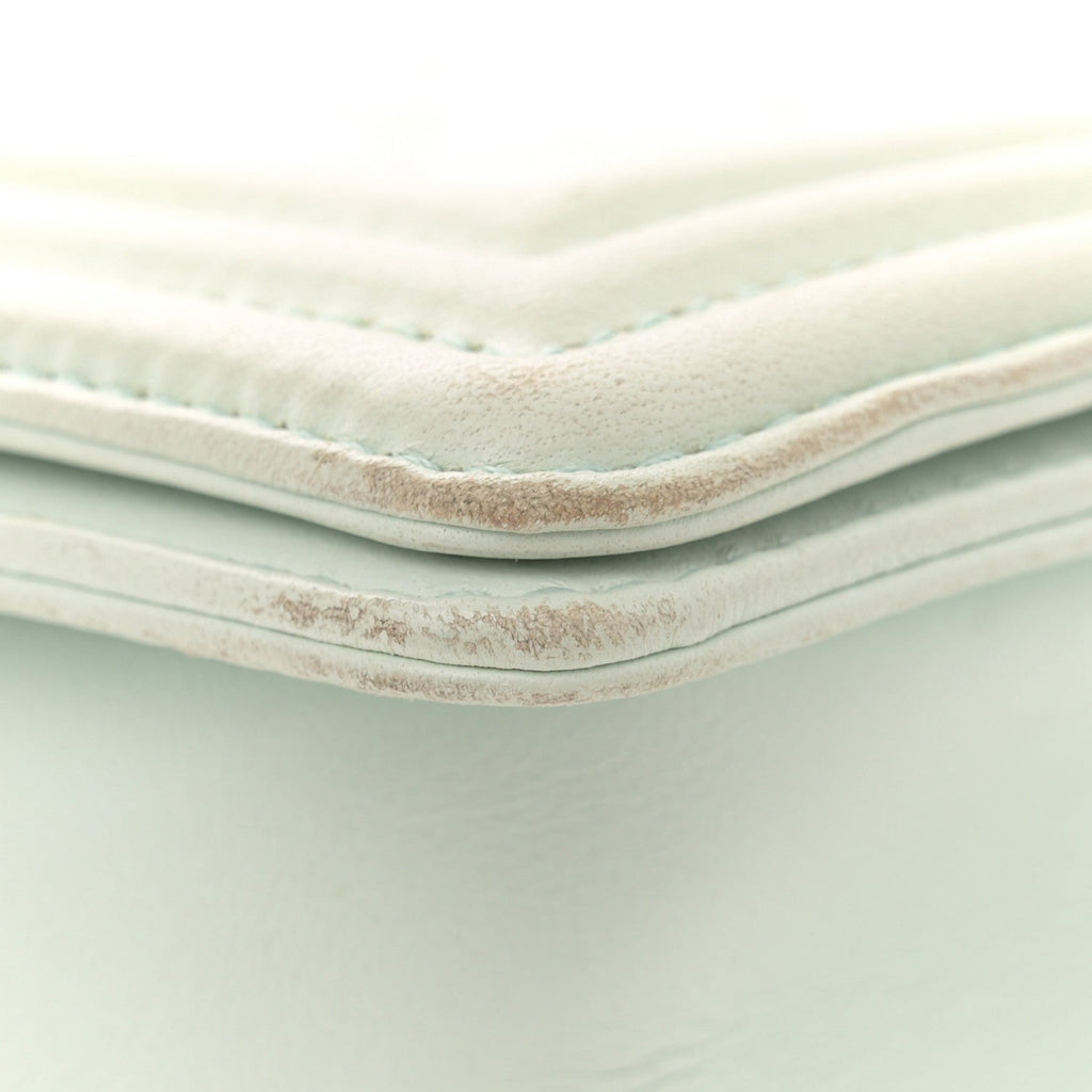 Lambskin Quilted Medium Boy Flap Light Green