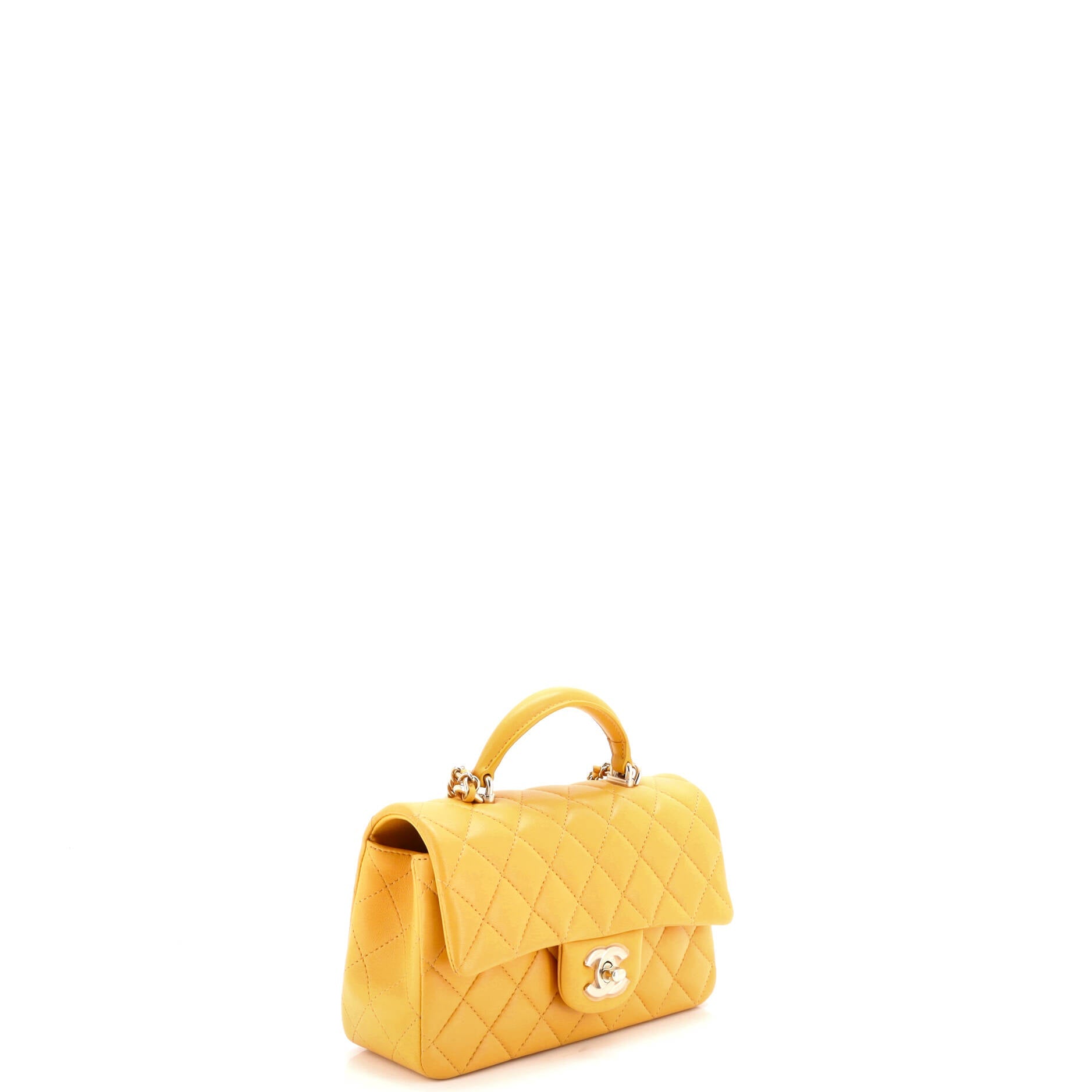 Classic Single Flap Top Handle Bag Quilted Lambskin Mini