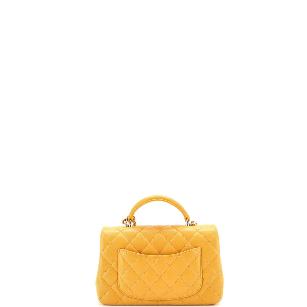 Classic Single Flap Top Handle Bag Quilted Lambskin Mini