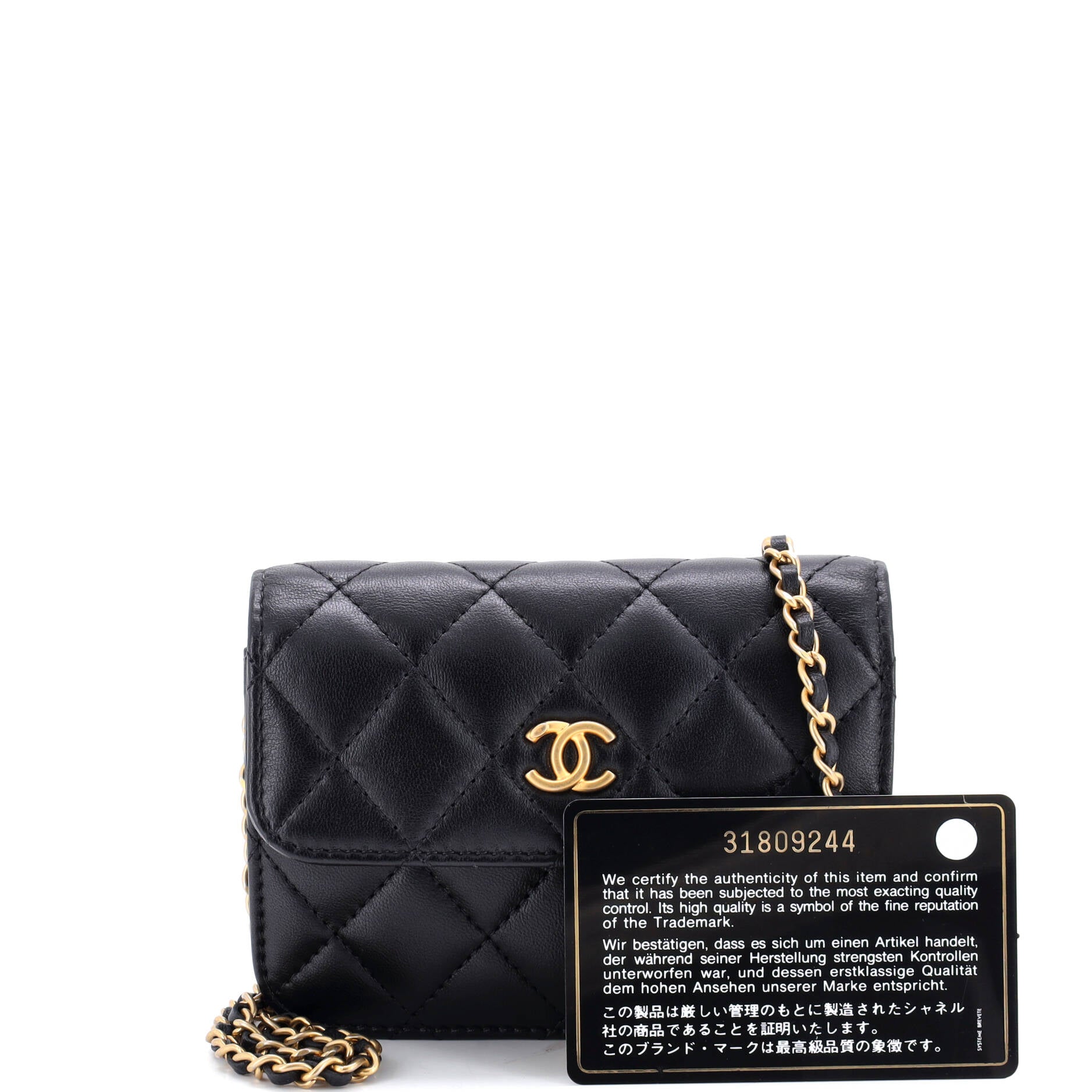 Pearl Crush Flap Clutch with Chain Quilted Lambskin Mini