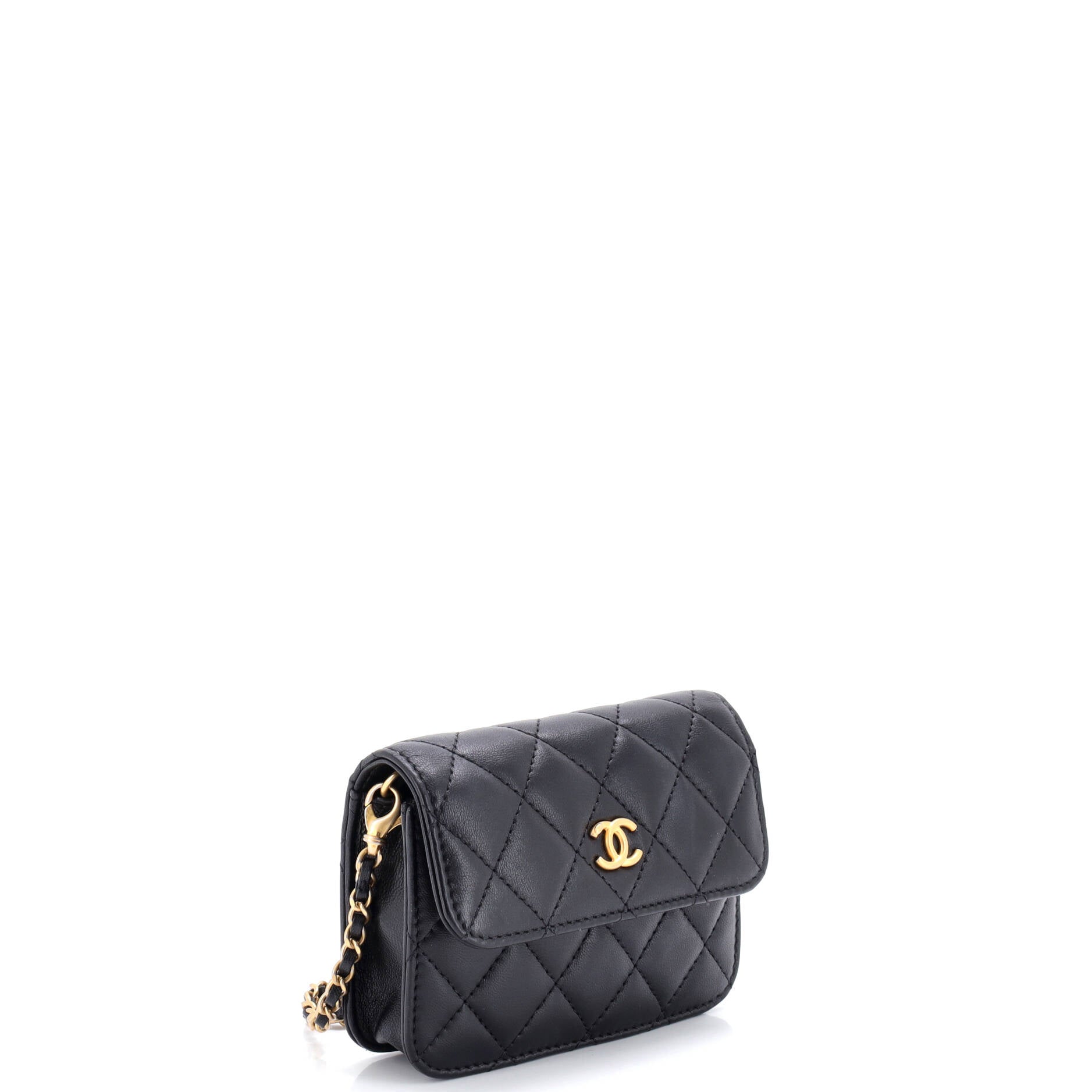 Pearl Crush Flap Clutch with Chain Quilted Lambskin Mini