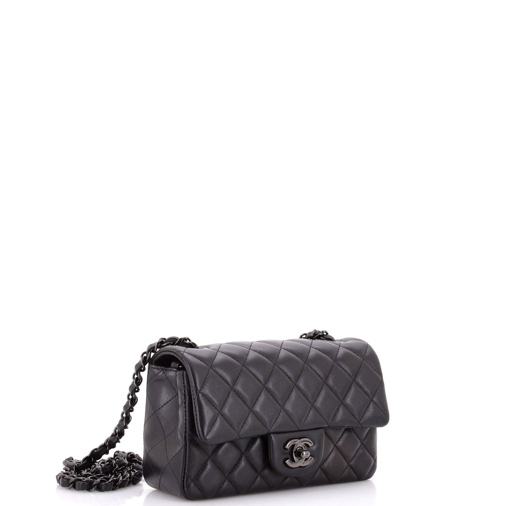 So Black Classic Single Flap Bag Quilted Lambskin Mini