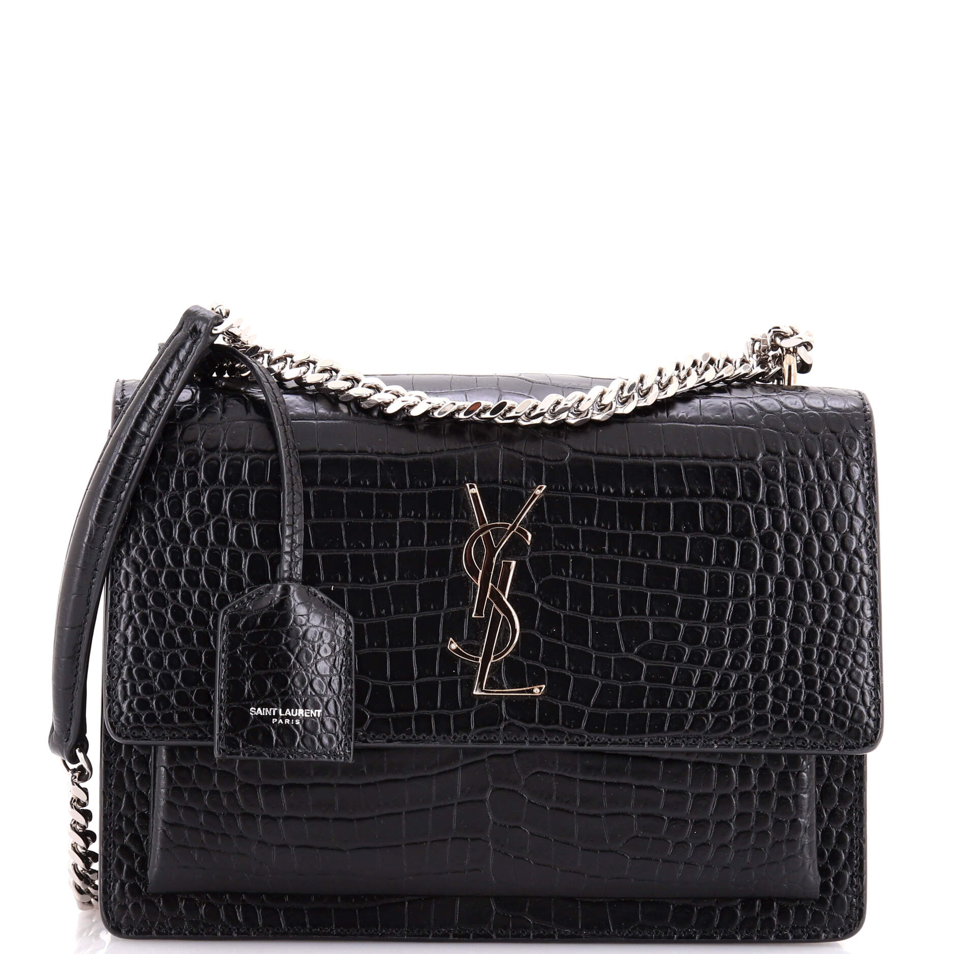 Sunset Crossbody Bag Crocodile Embossed Leather Medium