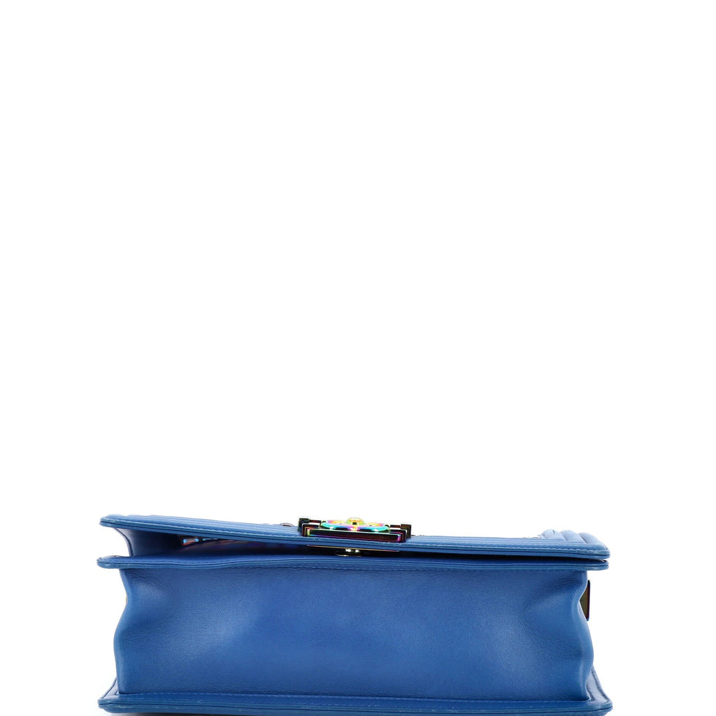 Boy Flap Bag Woven PVC with Lambskin Old Medium
