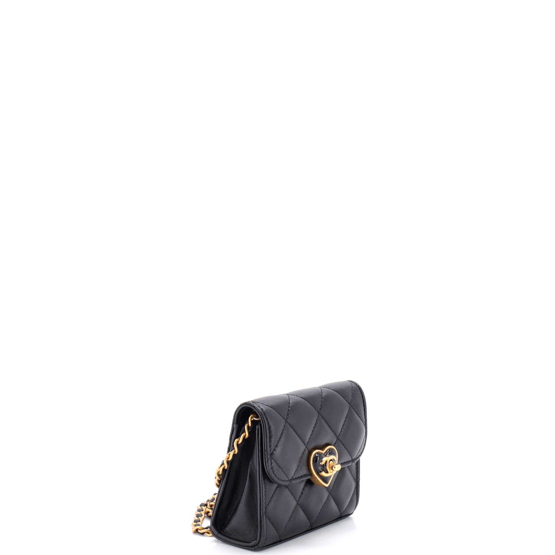 Coco Love CC Heart Clutch with Chain Quilted Lambskin Mini