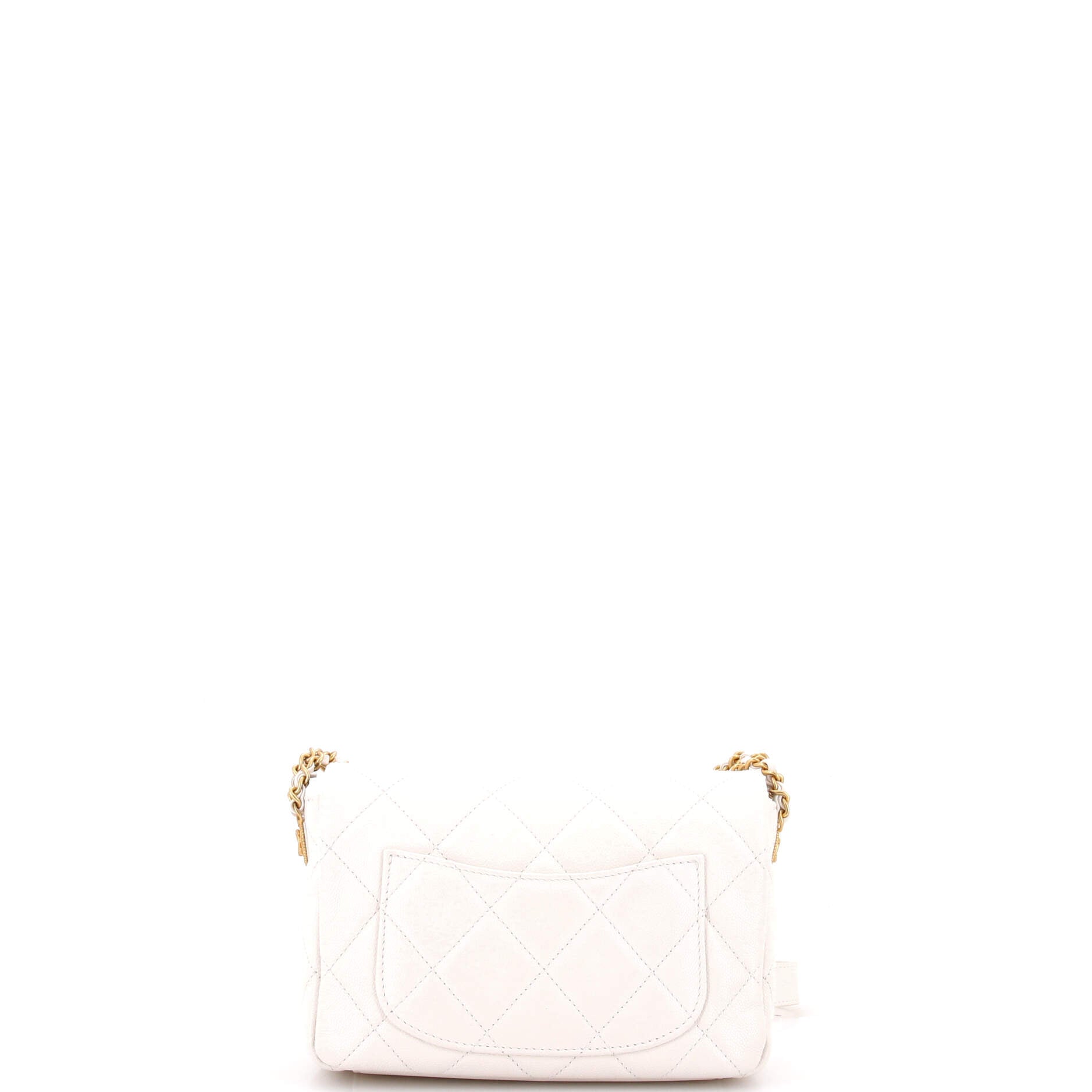 Twist Your Buttons Flap Bag Quilted Caviar Small