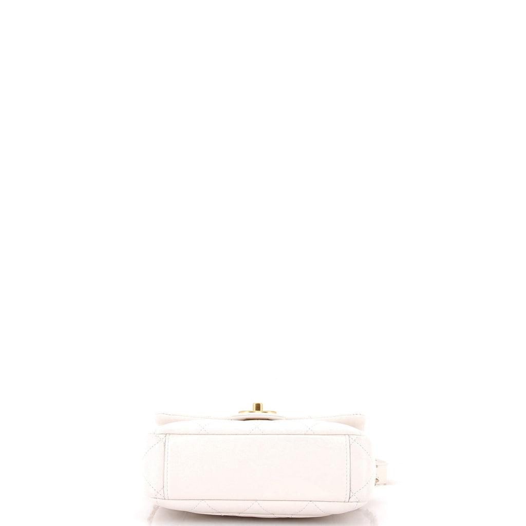 Twist Your Buttons Flap Bag Quilted Caviar Small