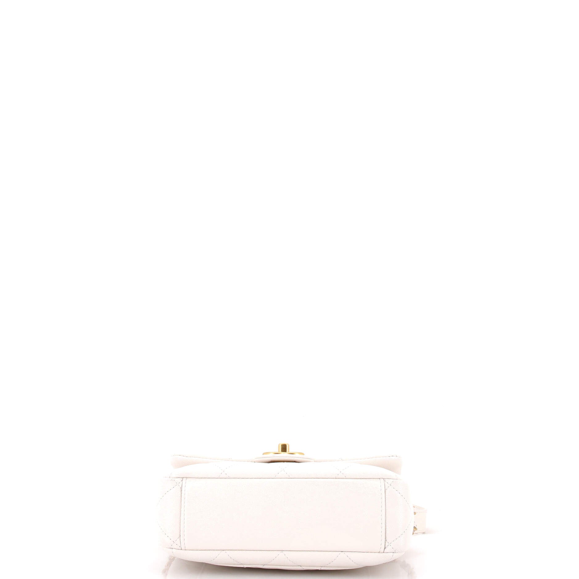 Twist Your Buttons Flap Bag Quilted Caviar Small