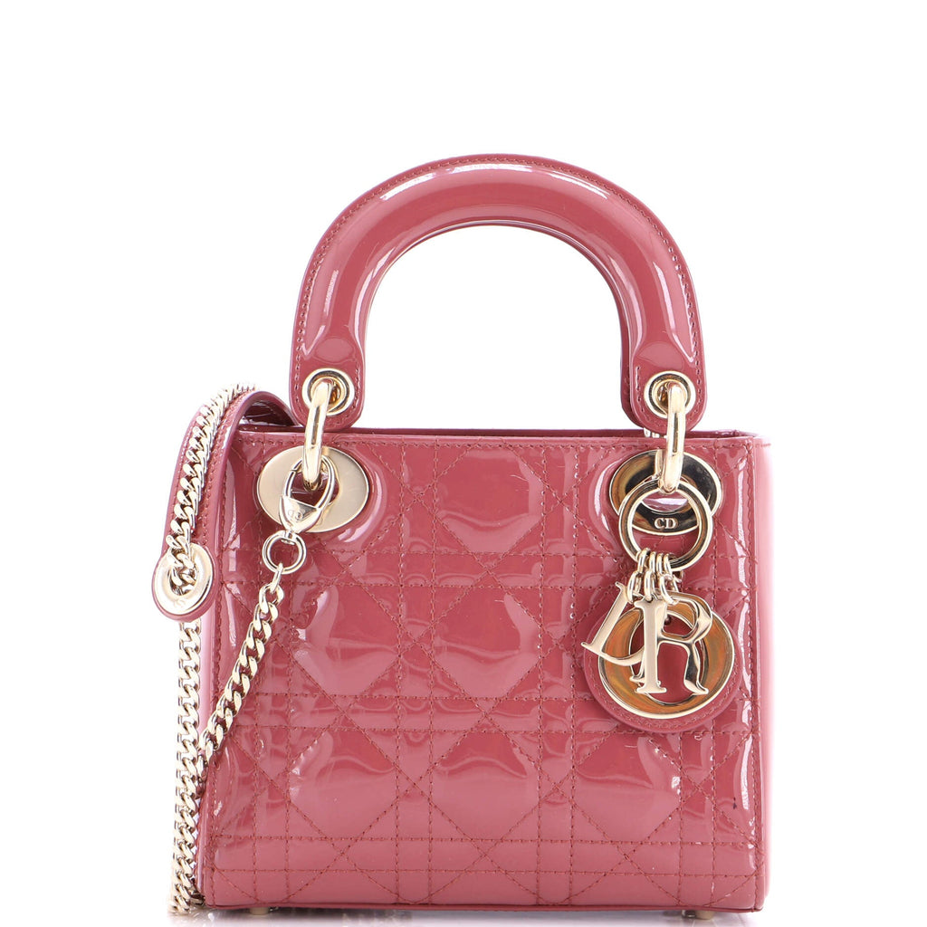 Lady Dior Chain Bag Cannage Quilt Patent Mini