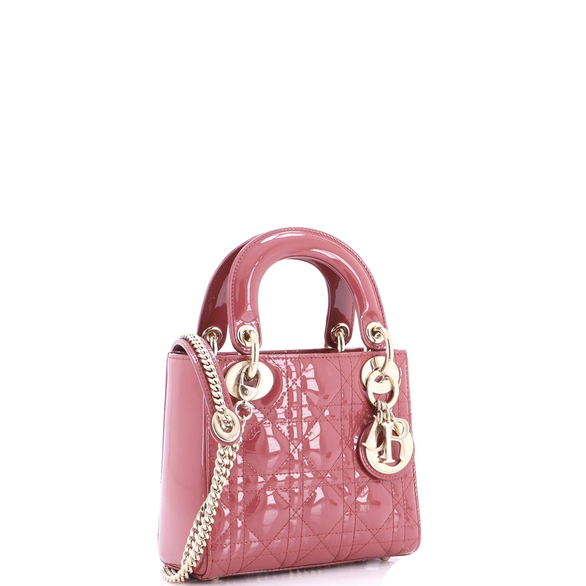Lady Dior Chain Bag Cannage Quilt Patent Mini