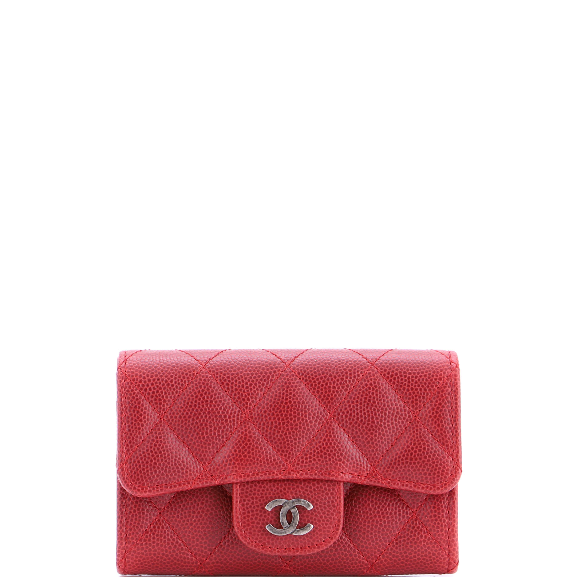 Classic Flap Card Case Quilted Caviar