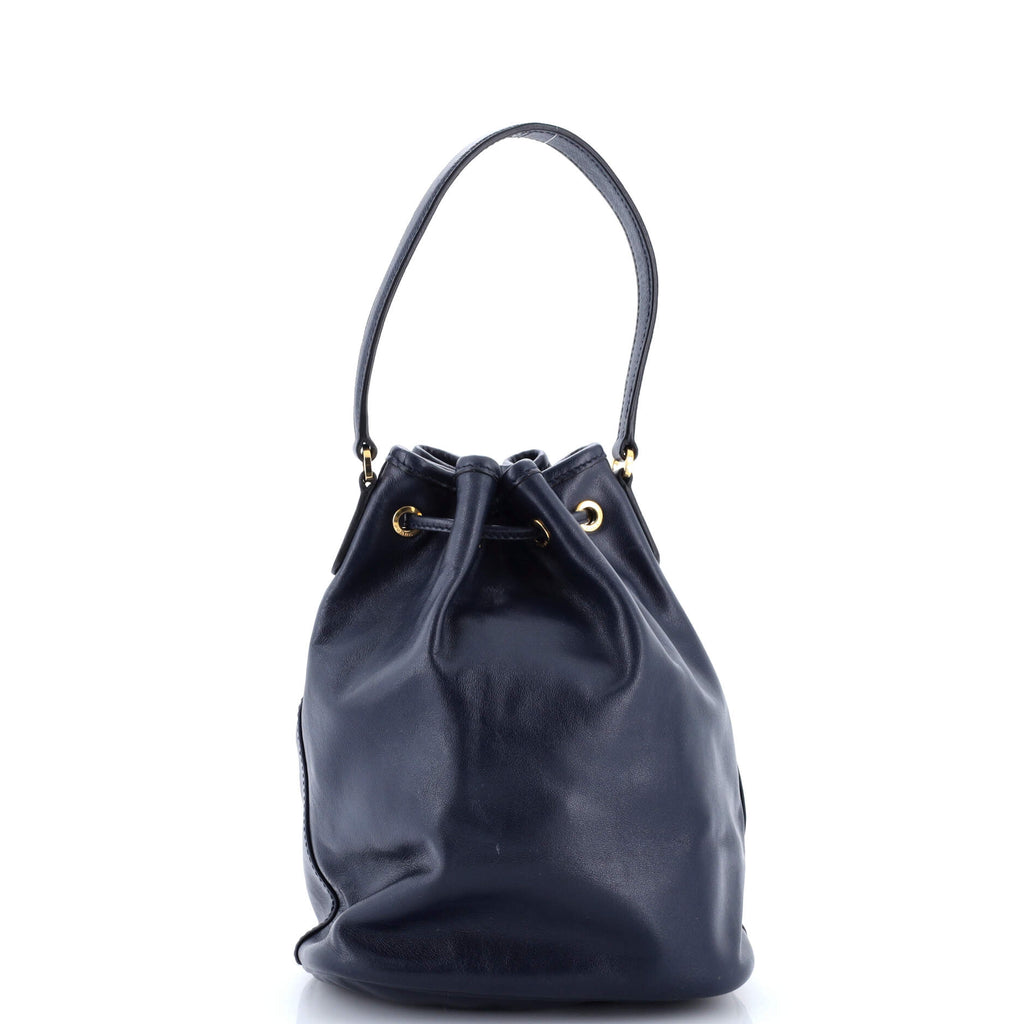Drawstring Pocket Bucket Bag Soft Calf Small