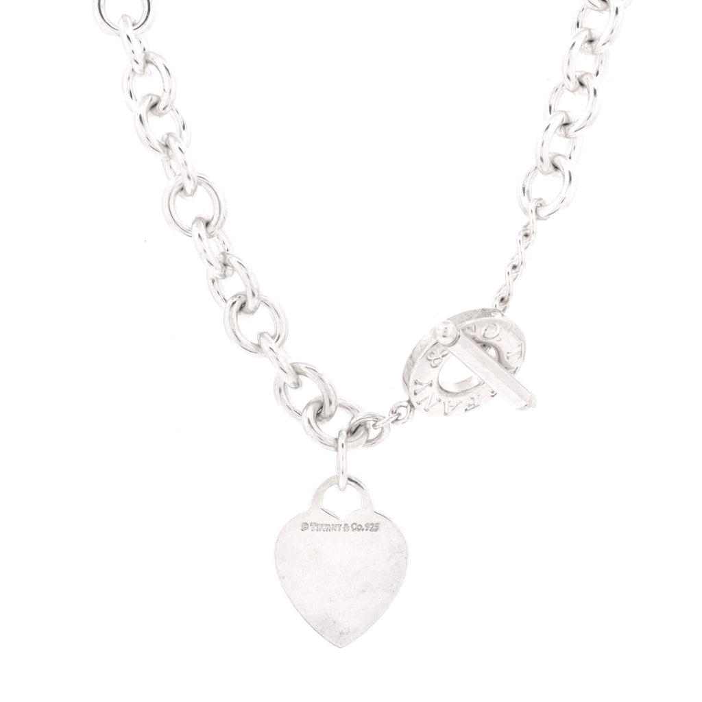 Heart Tag Toggle Chain Necklace Sterling Silver