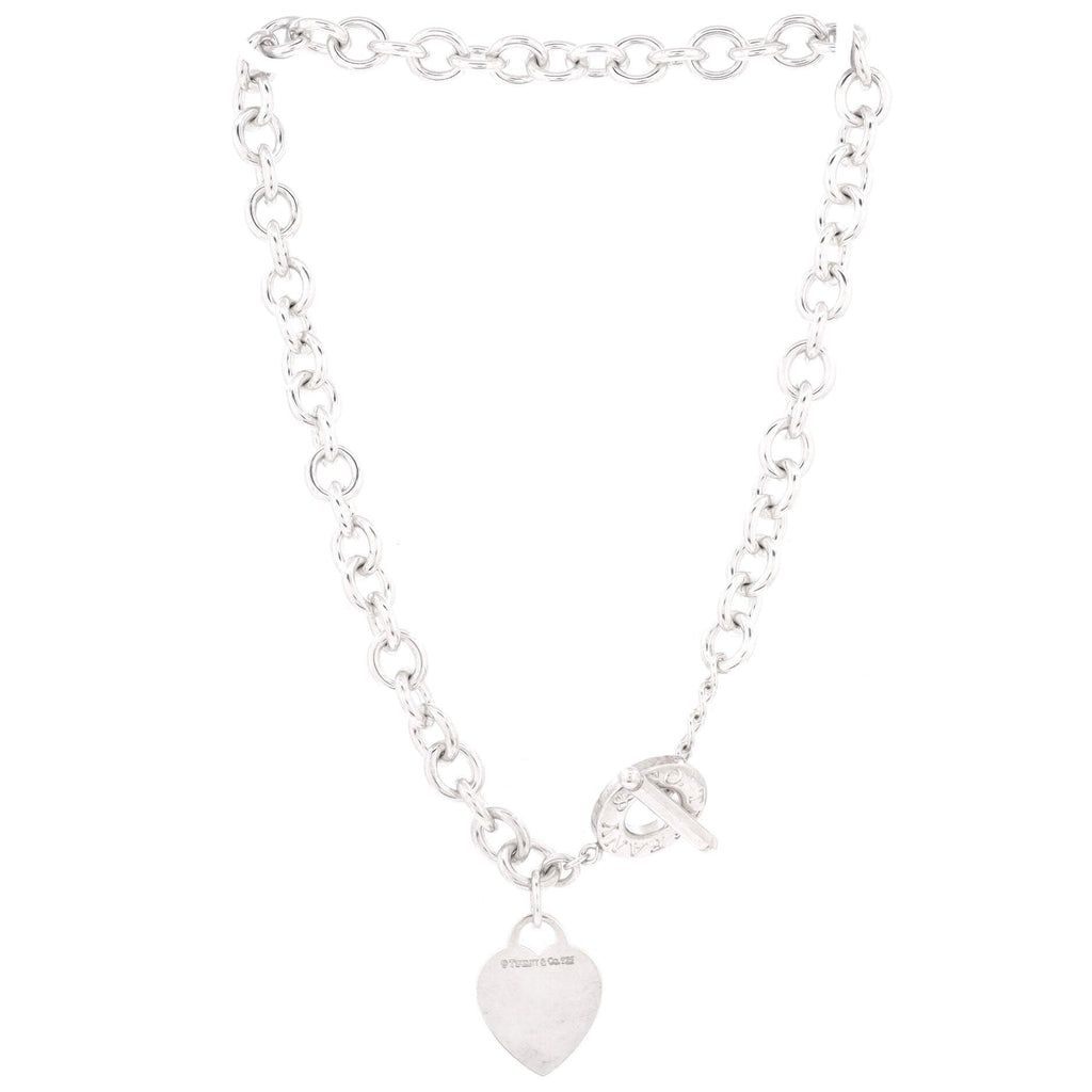 Heart Tag Toggle Chain Necklace Sterling Silver