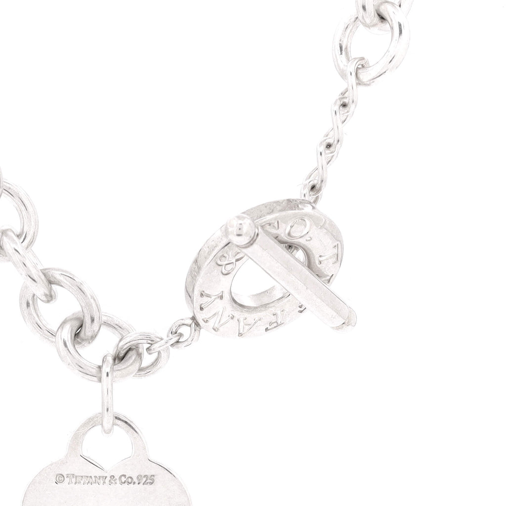 Heart Tag Toggle Chain Necklace Sterling Silver