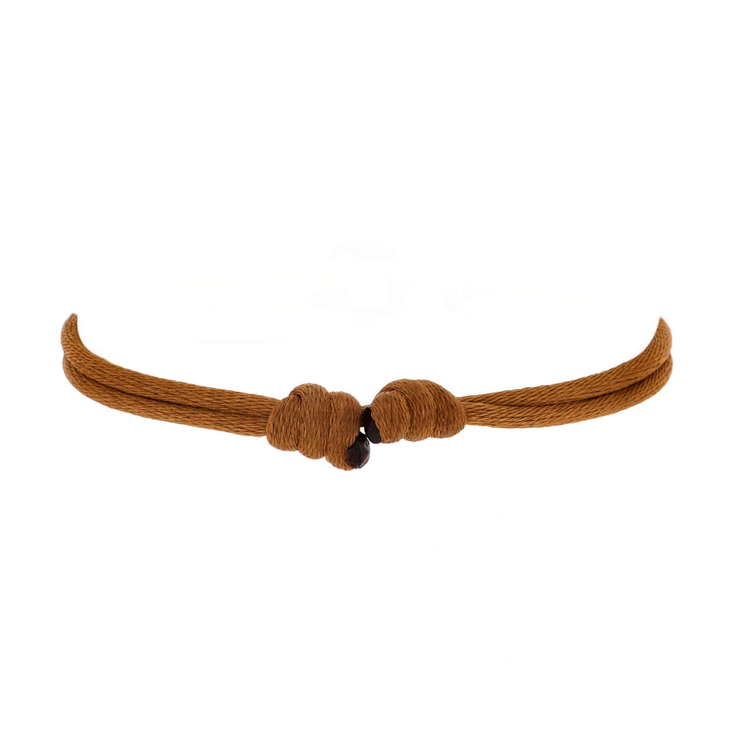 Charity Love Double Rings On Cord Bracelet Silk Cord with 18K White Gold, Ceramic and Diamonds