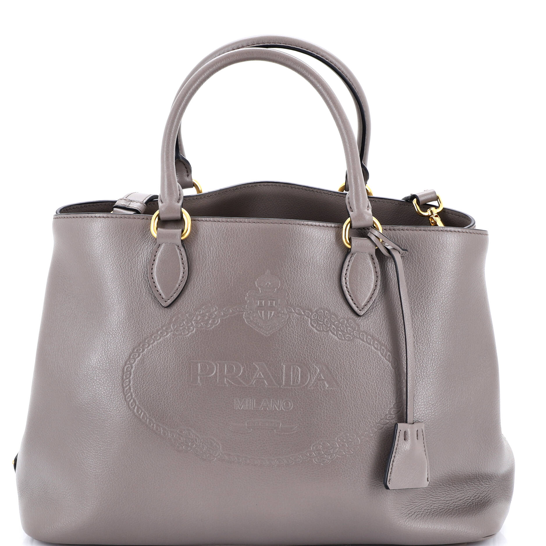 Embossed Logo Convertible Open Tote Glace Calf Medium