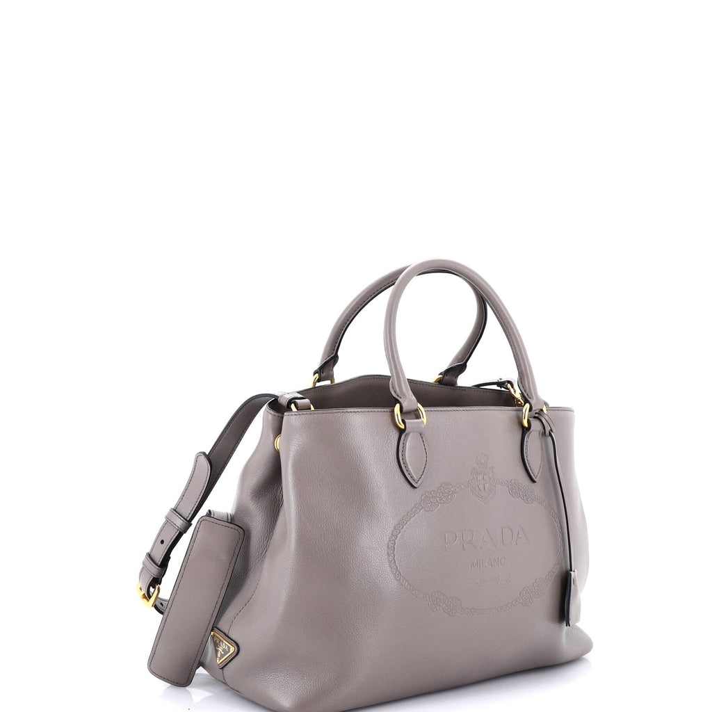 Embossed Logo Convertible Open Tote Glace Calf Medium