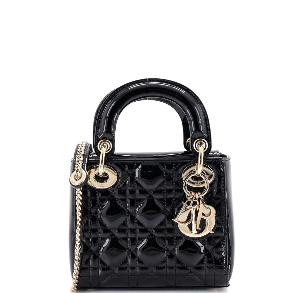 Lady Dior Chain Bag Cannage Quilt Patent Mini