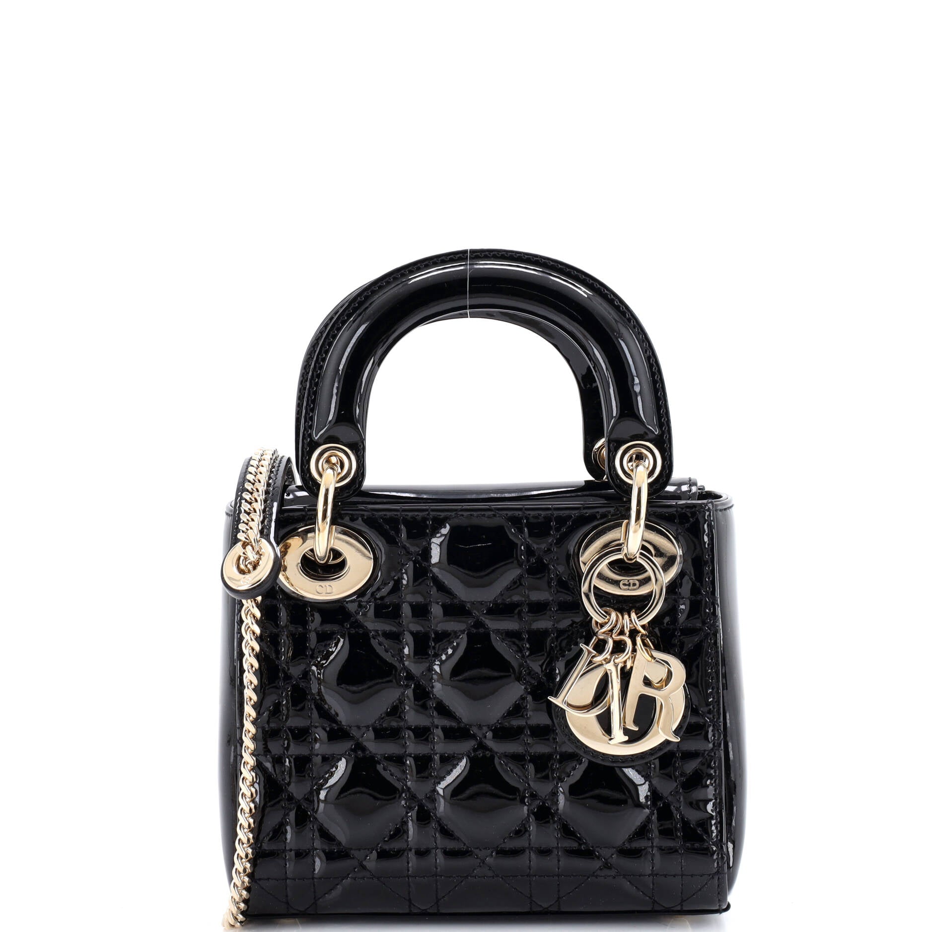 Lady Dior Chain Bag Cannage Quilt Patent Mini